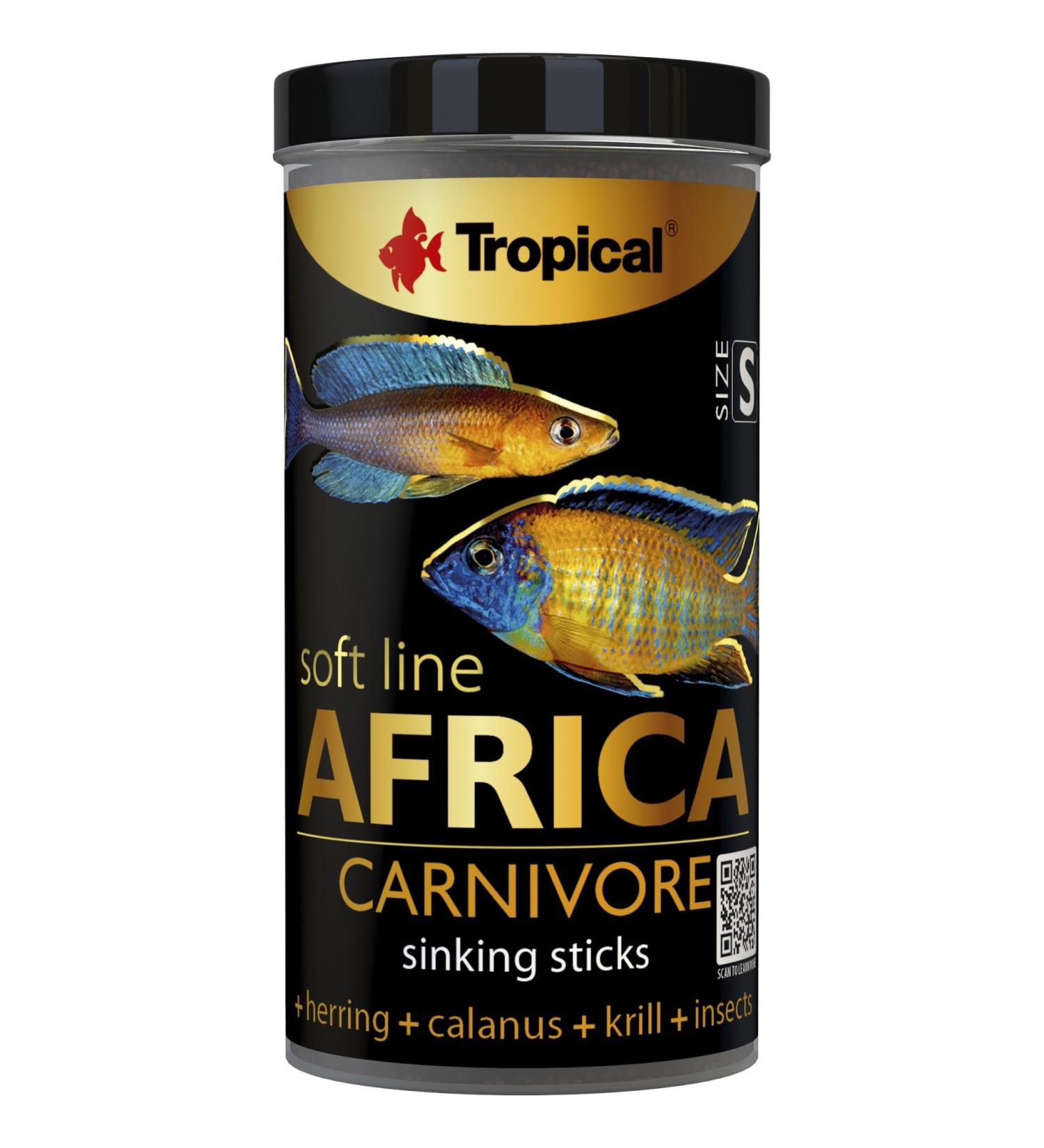 Soft Line Africa Carnivore Size S 250ml / 150g - Soft Food in the Form of Sinking Sticks for African Carnivorous and Omnivorous Fish