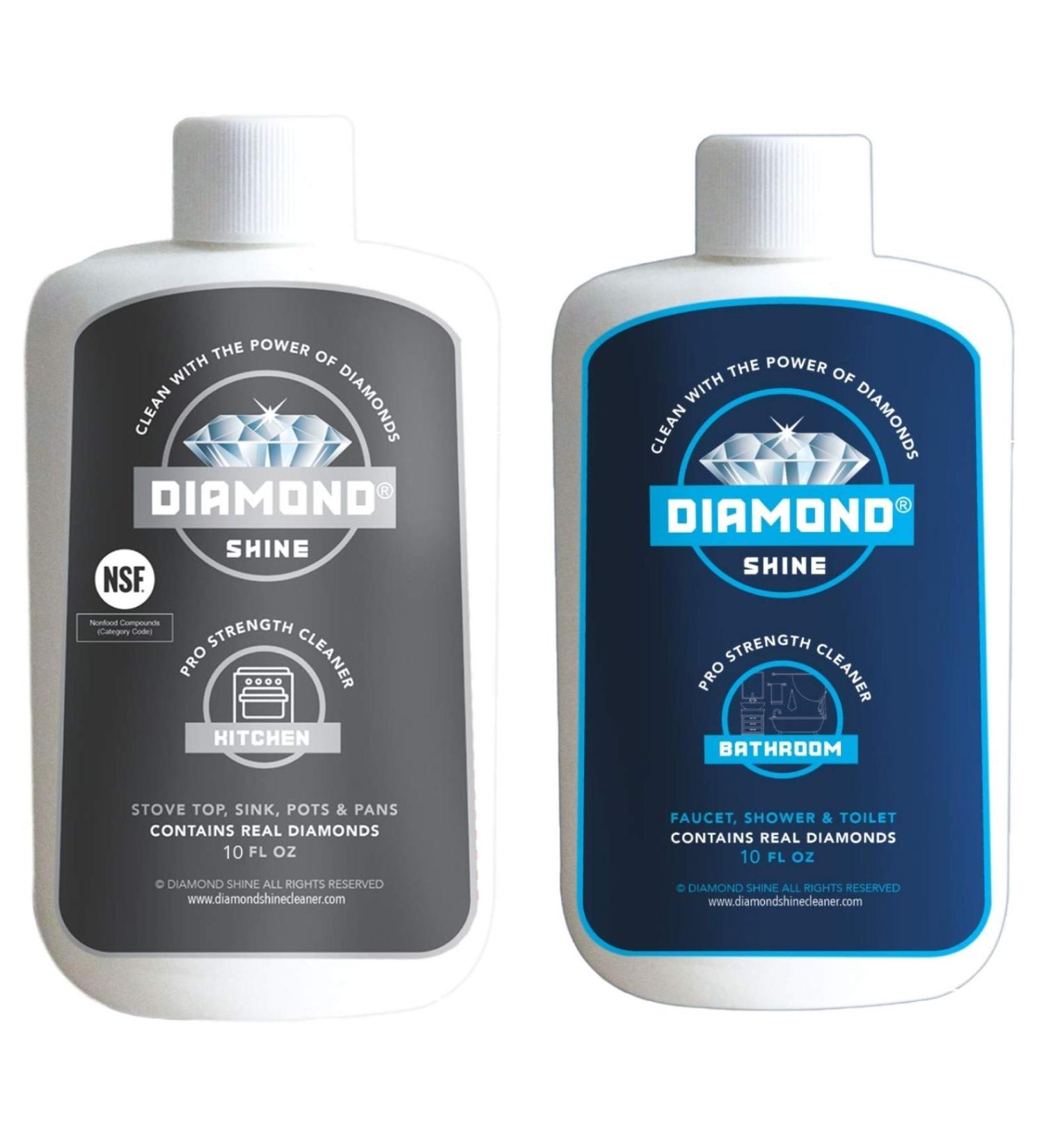Diamond Shine Professional Combo Pack: Bathroom & Kitchen Cleaners for Hard Water Stains, Shower Doors, Cooktops, Stainless Steel Faucets - Buy Online on GoSupps.com