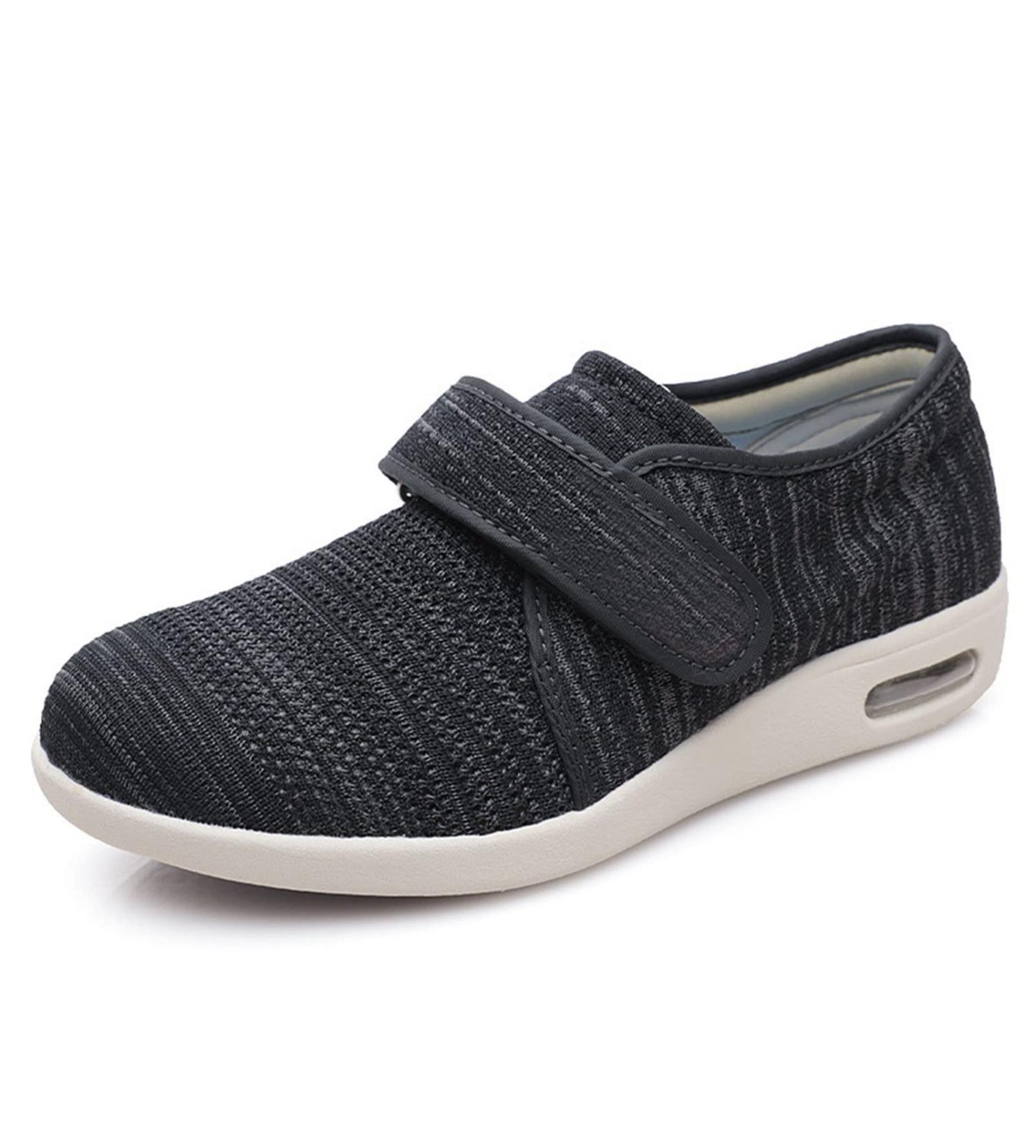 MisFun Breathable Diabetic Shoes for Women & Men - Adjustable Air Cushion Bottom - Recovery Shoes for Edema - Swollen Feet Relief - Size 7 - Black/Grey - Buy Online on GoSupps.com