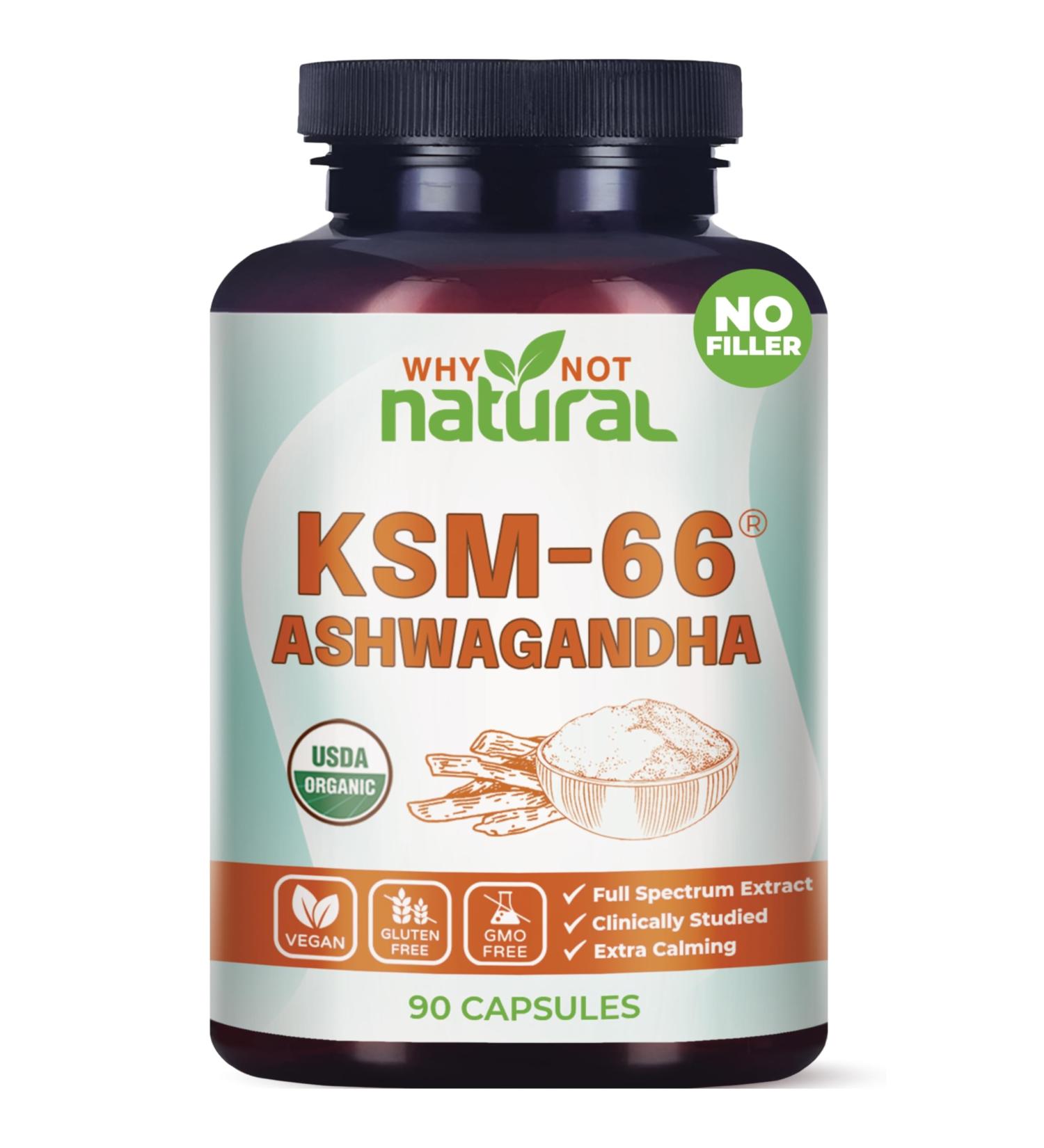 Why Not Natural Organic Ashwagandha KSM 66 Supplements Capsules - KSM66 - Buy Online on GoSupps.com