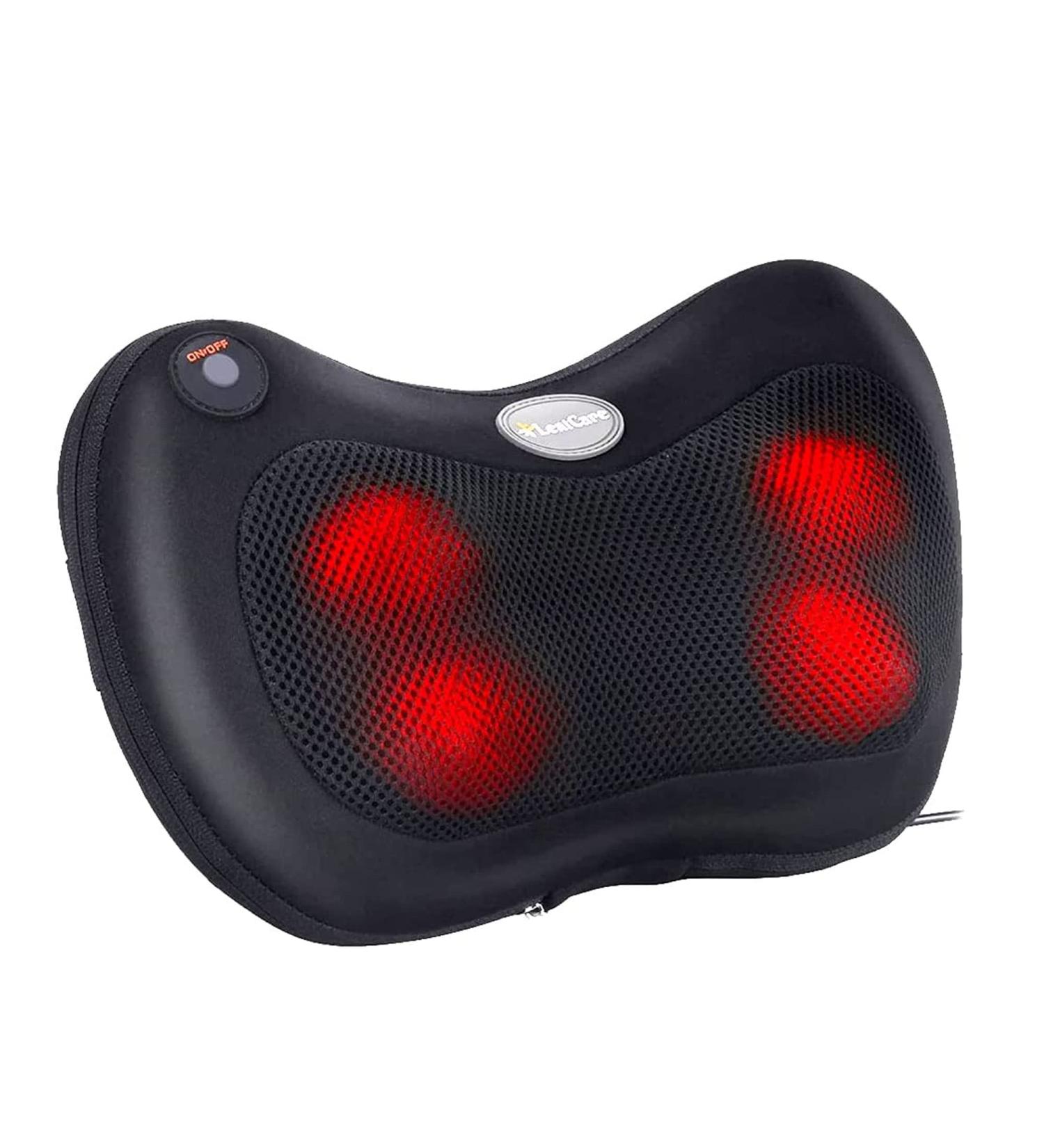Lentcare Shiatsu Back and Neck Massager with 4 Heated Rollers - Deep Tissue Massage Pillow for Office, Home, Car - Athletes & Muscle Pain Relief - Black - Buy Online on GoSupps.com
