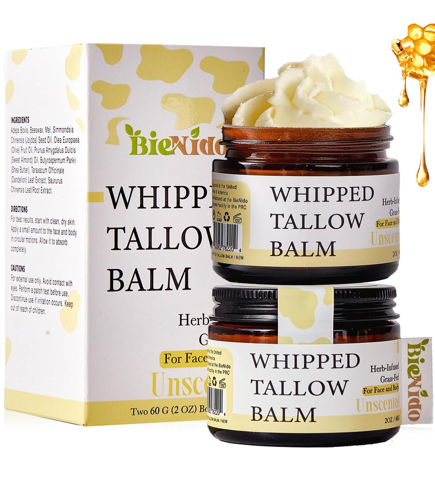 BieNido Organic Beef Tallow for Face Grass Fed Tallow and Honey Balm with Raw Honey and Jojoba Oil for Sensitive and Dry Skin (2 Oz (Pack of 2) Unscented) - Buy Online on GoSupps.com