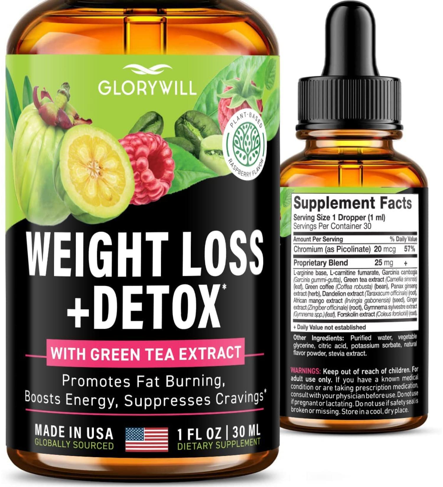 Natural Detox Weight Loss Drops Made in USA - Effective Appetite Suppressant & Metabolism Booster - 1 Fl Oz - Buy Online on GoSupps.com