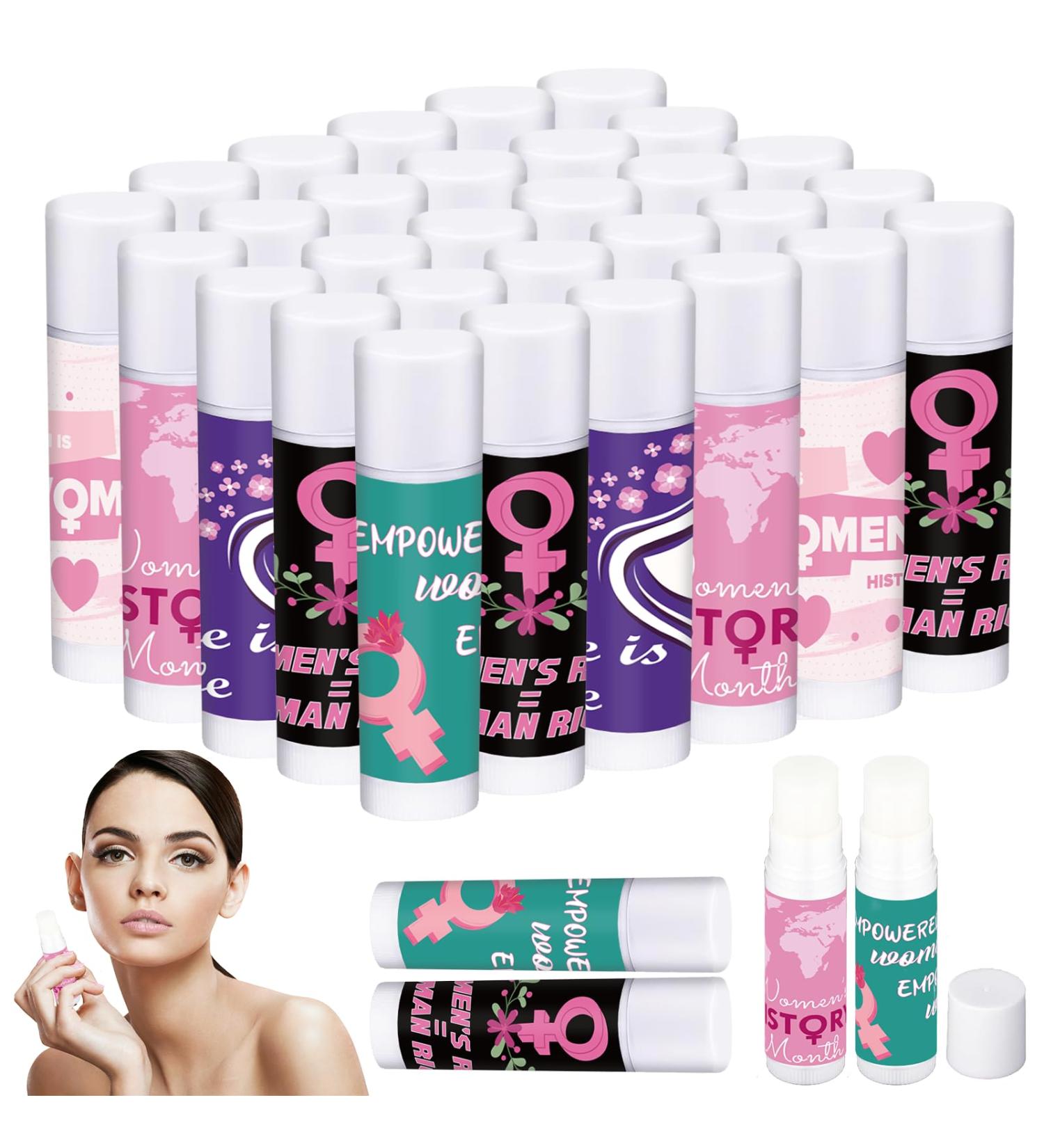 30 Pcs Women's History Month Lip Balms Bulk Inspirational Gifts for Women Lip Balms Natural Moisturizing Lip Care Product for Events Women Party Gift Public Welfare Activity Favor - Buy Online on GoSupps.com