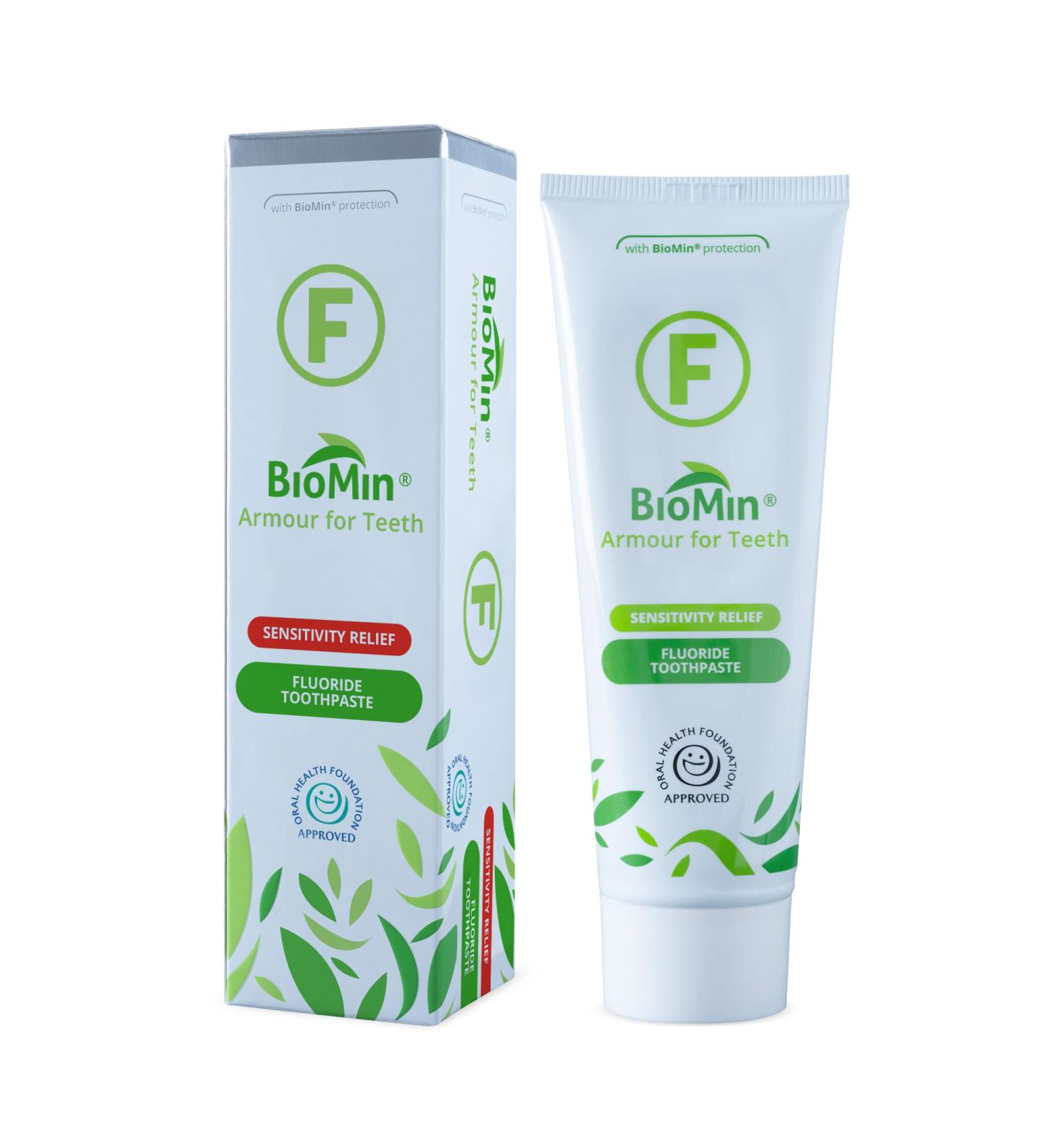 BioMin F Toothpaste - Enamel Strengthening Fluoride Toothpaste for Sensitive Teeth - 75ml Mild Mint - Vegan & Cruelty-Free - Buy Online on GoSupps.com