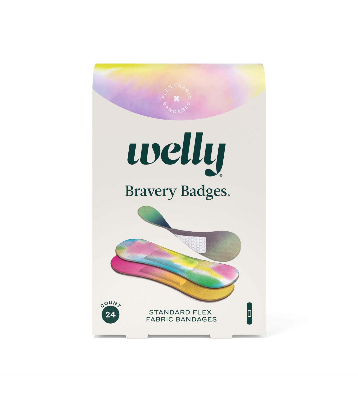 Welly Bravery Badges Fabric Bandages Refill Pack - Colorwash Tie Dye Patterns - 24 Count x 4 - Buy Online on GoSupps.com