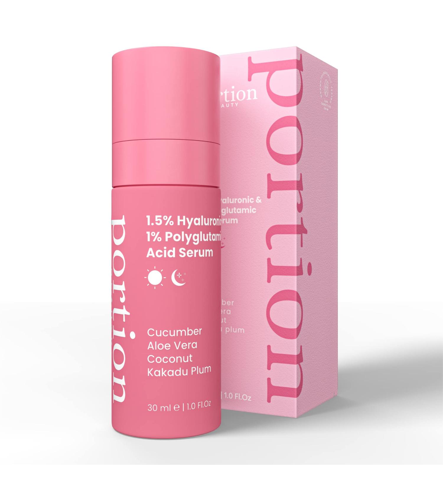 PORTION Hyaluronic Acid Serum: 1.5% Hyaluronic Acid & 1% Polyglutamic Acid - Face Serums for Mature Skin: Anti Aging Serum for Face & Hydrating Serum - Face Serum for Women & Mens Skincare 30ml - Buy Online on GoSupps.com