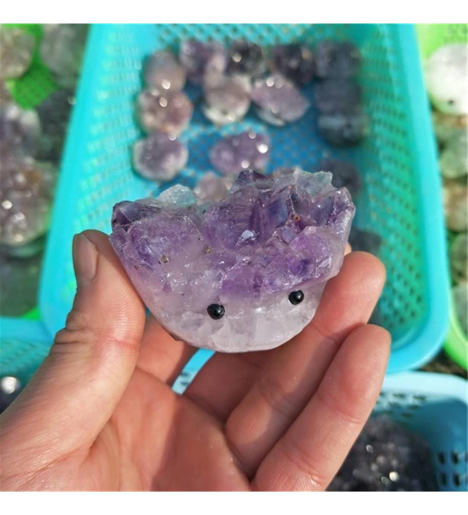Natural Crystal Quartz Hedgehog Animals Carved Amethyst Cluster Stone 45mm Crystal Cluster 1PC - Buy Online on GoSupps.com