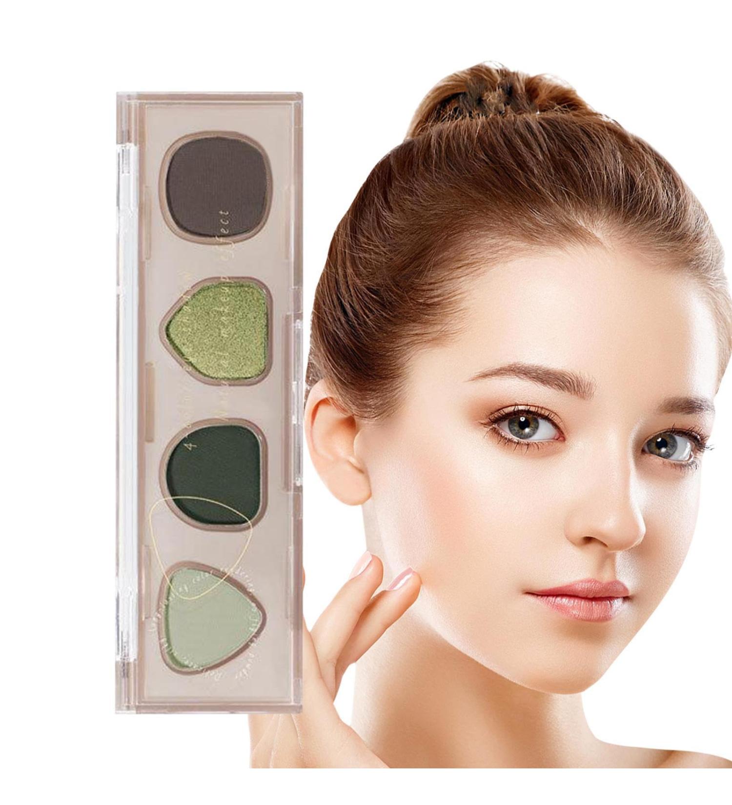Eyeshadow Palette | 4 Colors Matte Eyeshadow Palette for Makeup | Long Lasting Waterproof Multifunctional Makeup Supplies High Brightness for Teens Women Boys Men Pochy 104# Vitality (Green) - Buy Online on GoSupps.com