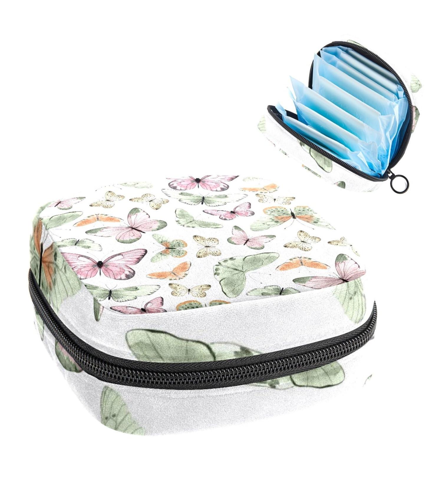 Portable Butterfly Print Sanitary Napkin Storage Bag - Period Kit Pouch for Menstrual Cup, Nursing Pads, Tampons - Color 14 - Buy Online on GoSupps.com