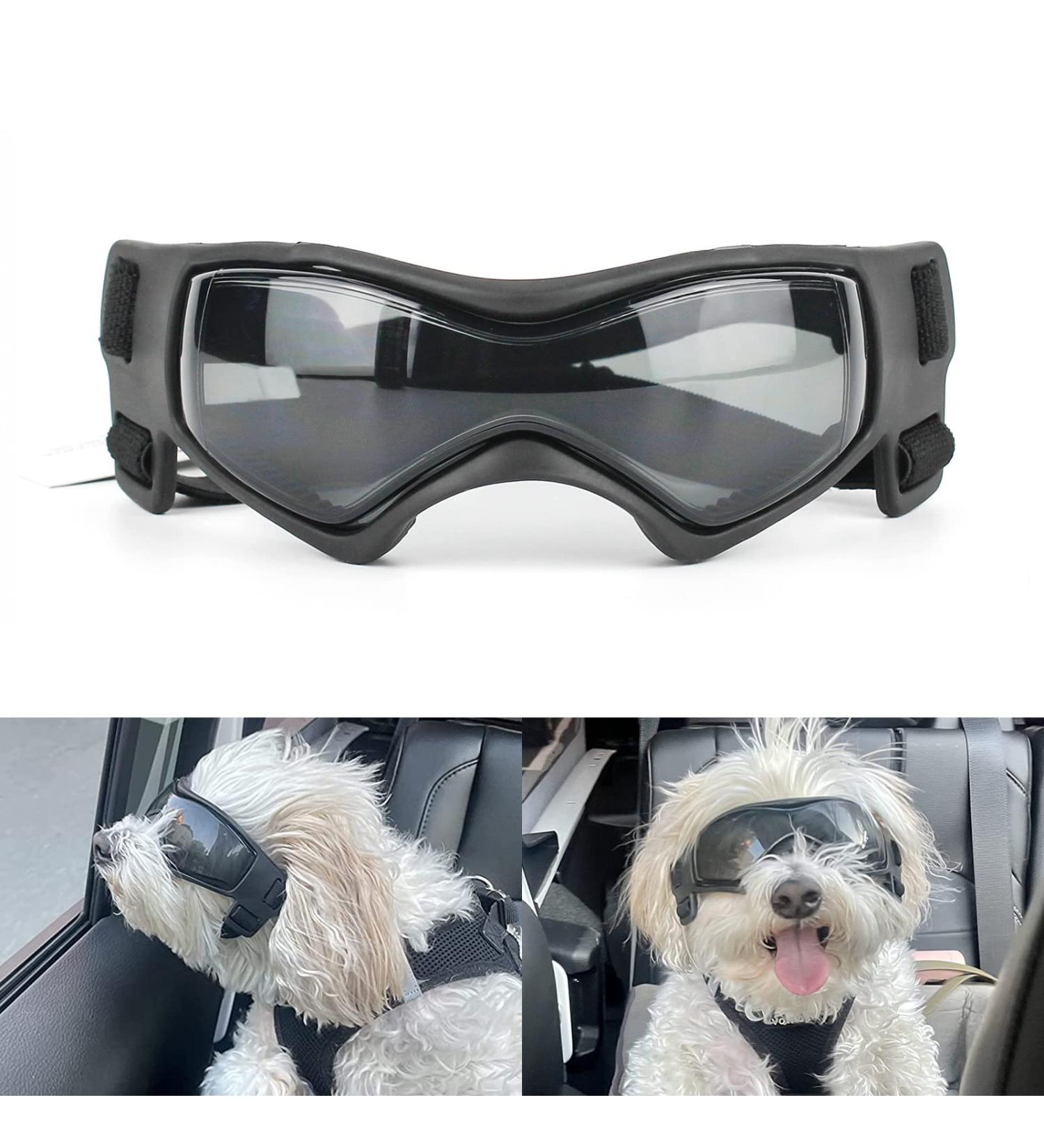 PETLESO Dog Goggles Small Breed Anti-UV Windproof Eye Protection Sunglasses Black - Buy Online on GoSupps.com