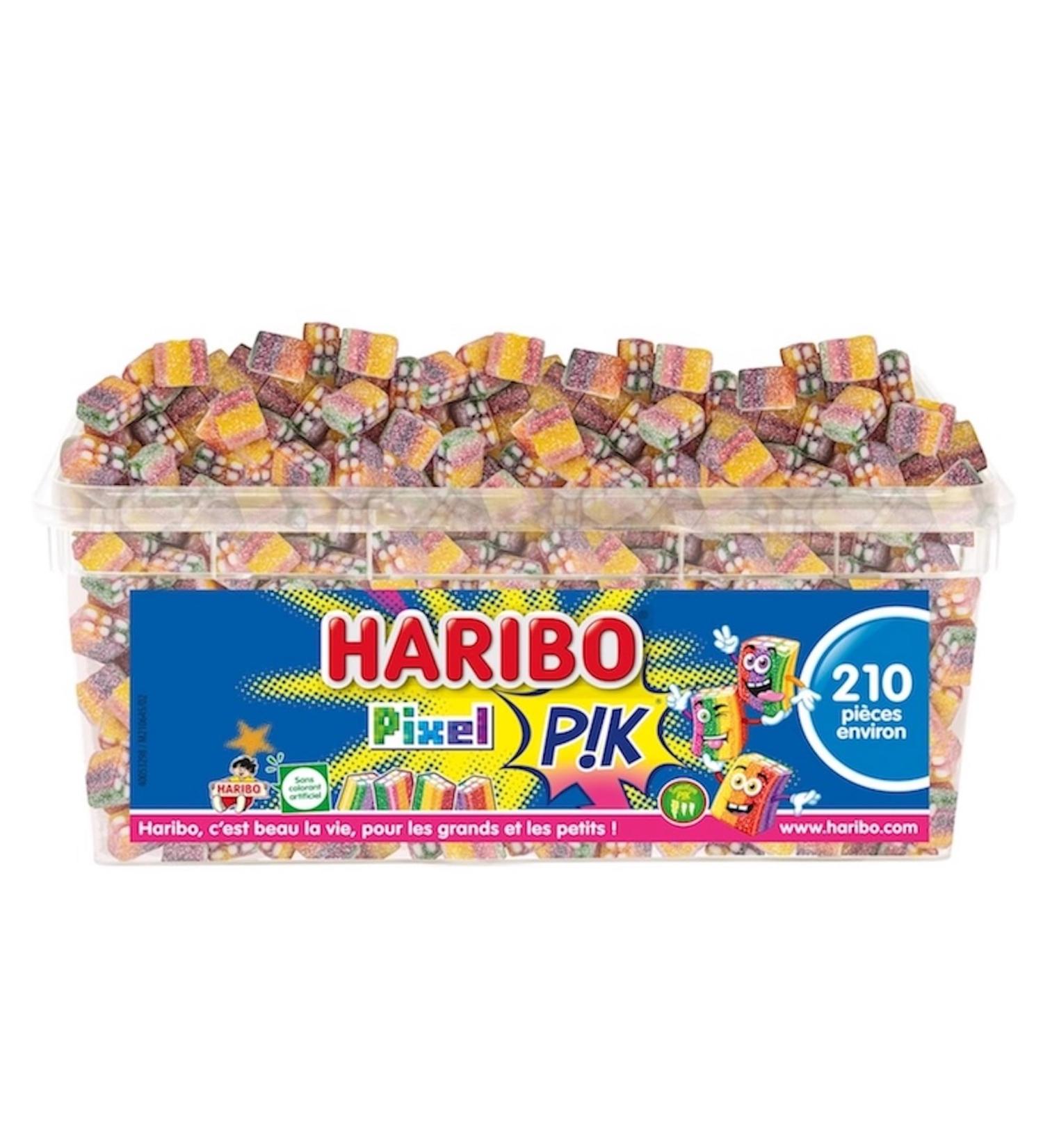 HARIBO - Pixel PIK - Bonbons Piquants - Fruit s - Sans Colorants Artificiels & Sans G latine - Bo te De 210 Bonbons Piquants