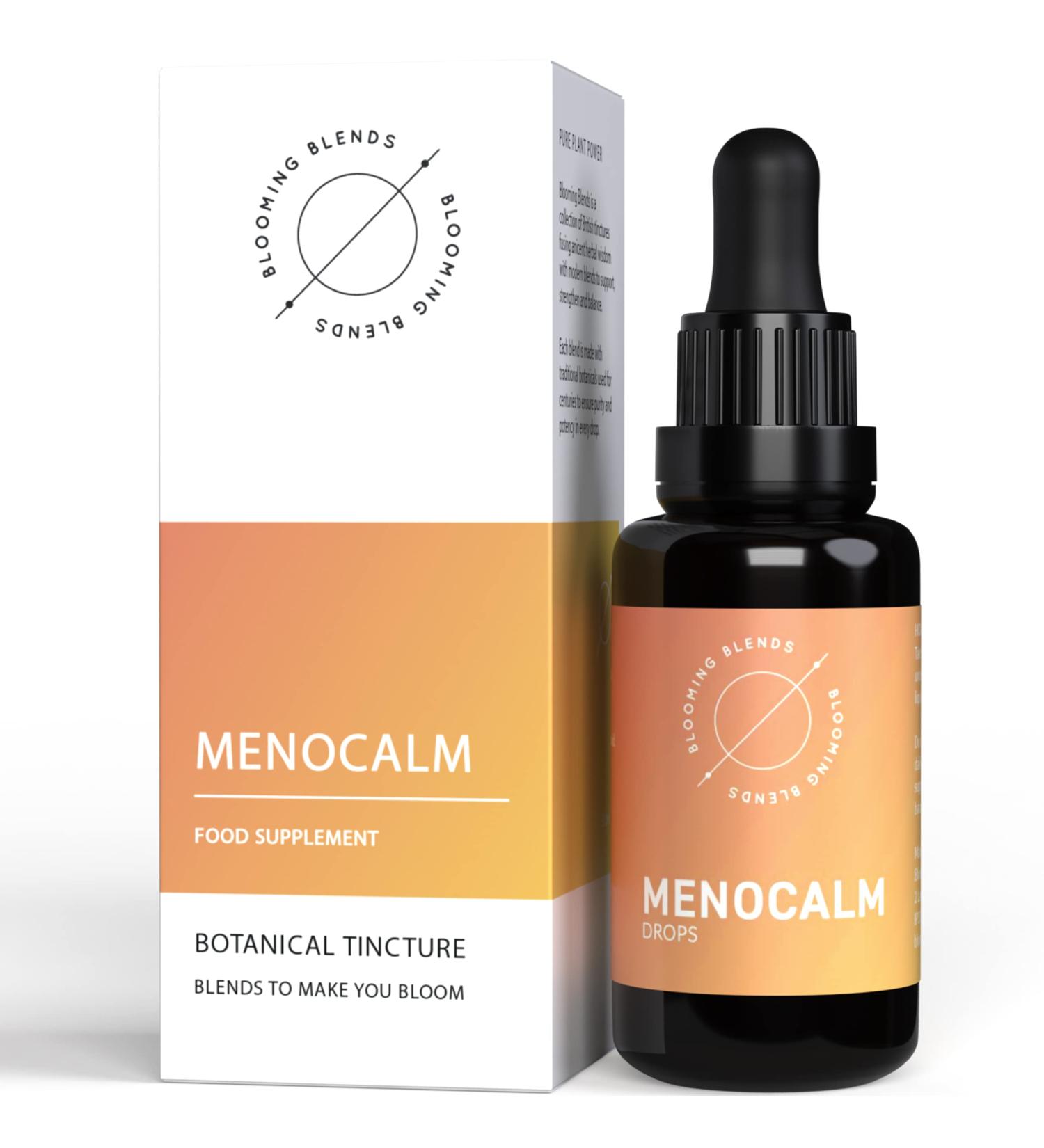 Menopause Support Herbal Drops - Natural Calm Blend for Relief - Red Clover, Sage & Passionflower Extracts - Blooming Blends Menocalm Drops 30ml - Buy Online on GoSupps.com