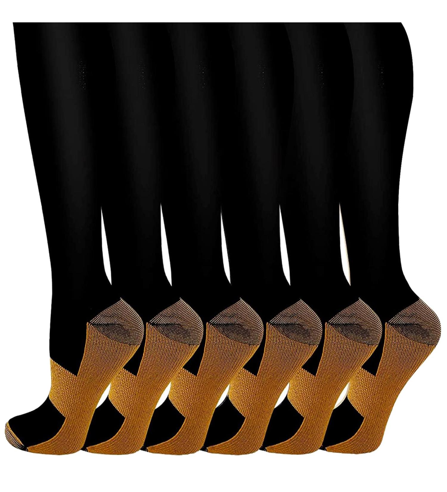 Bropite Compression Stockings for Men & Women - 6 Pairs 20-30 mmHg Copper Support for Blood Circulation & Athletic Use - L-XL Multicolored - Buy Online on GoSupps.com