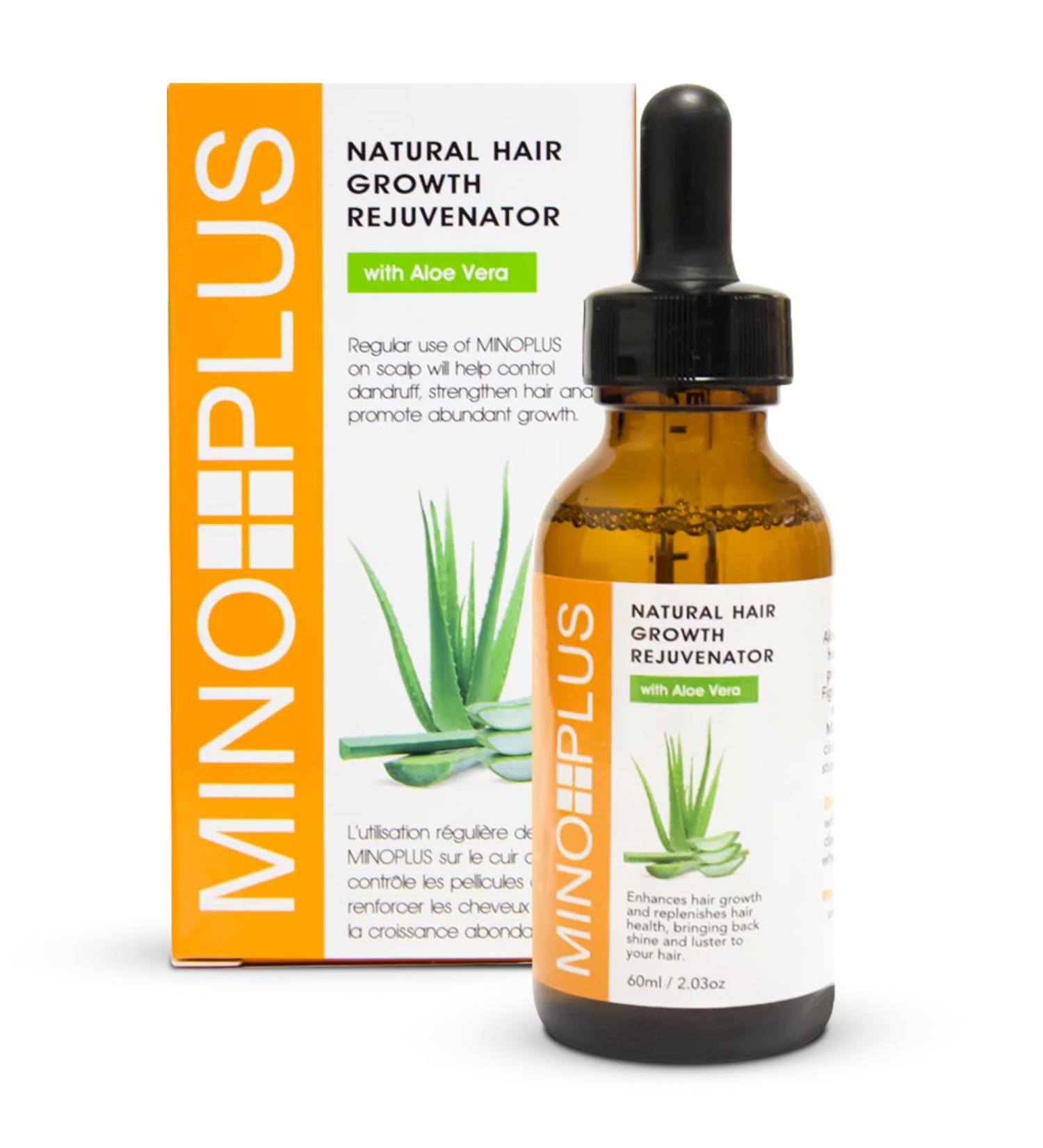 Mino Plus Natural Hair Growth Serum - 60ml / 2fl oz For Longer Stronger Thicker Fuller Hair - Formulated to Prevent Hair Loss Hair Fall with Aloe Vera - Buy Online on GoSupps.com