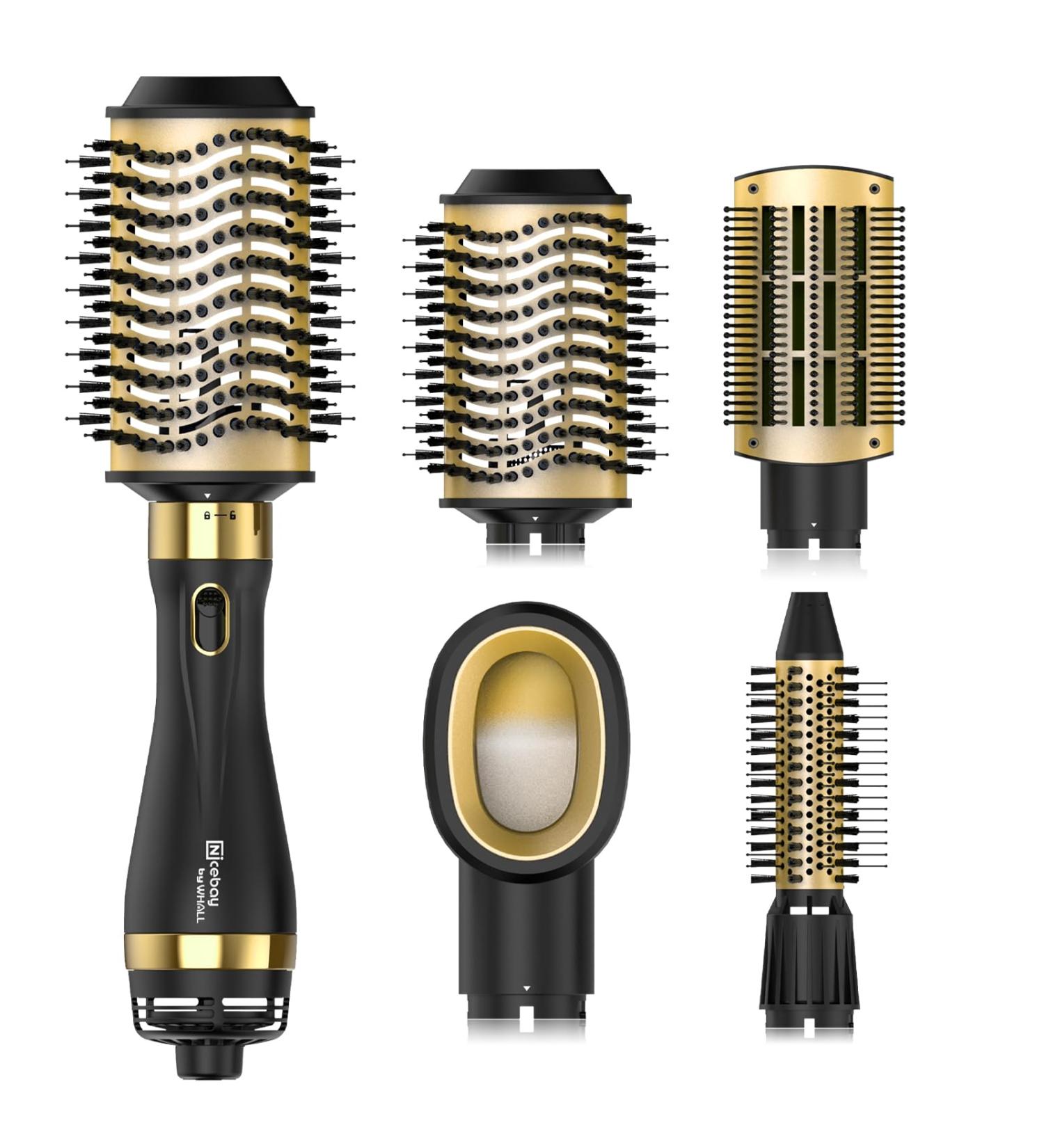 Nicebay® Hot Air Brush Set - Straightening Drying & Curling Oval Brush | Multi-Temperature Settings & Detachable Design for Salon Quality ?????? - Buy Online on GoSupps.com