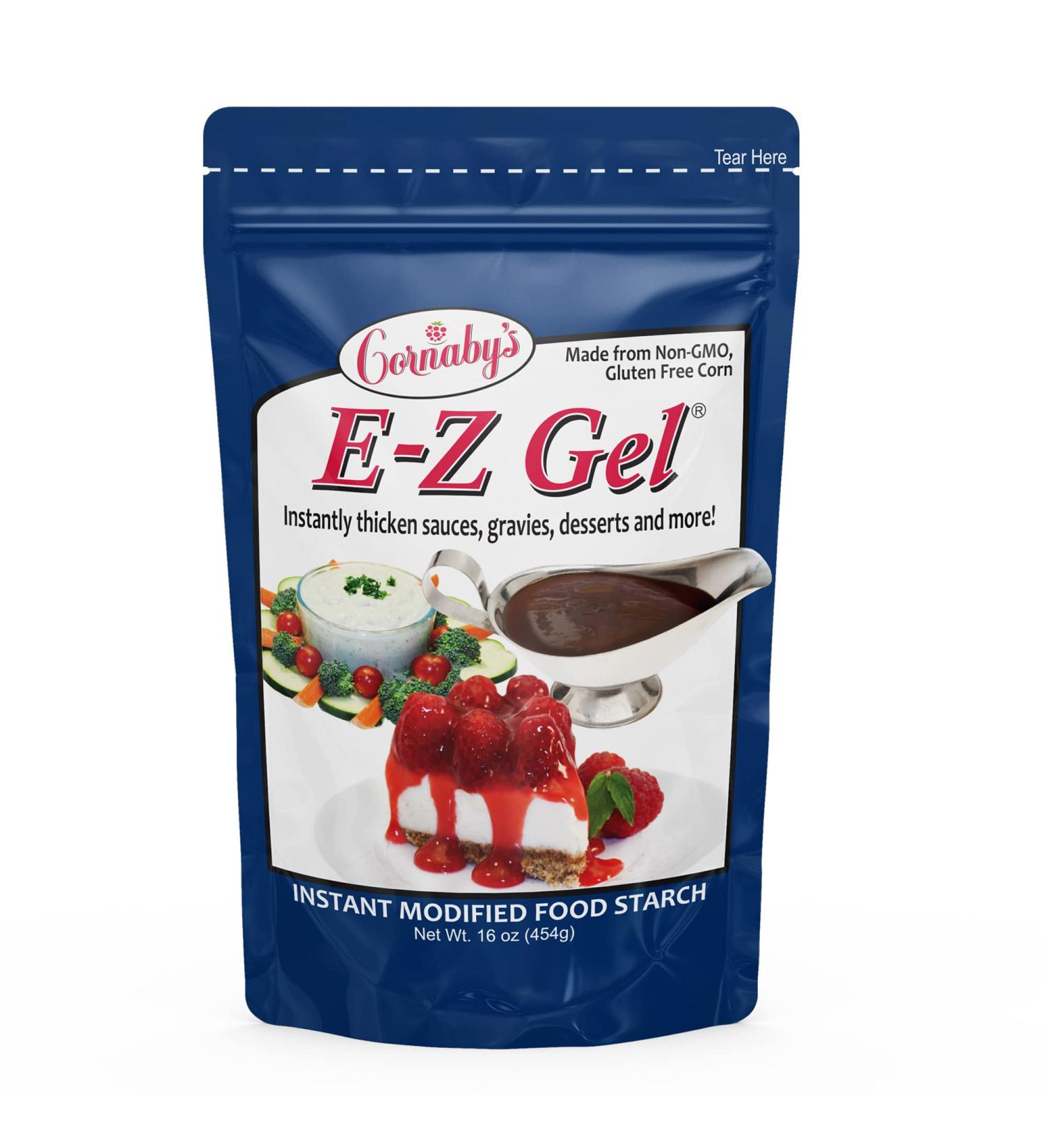 Cornaby's E-Z Gel Instant Food Thickener 16oz - Gluten-Free, Non-GMO, All-Natural Starch Granules for Sauces, Soups, Gravy, Desserts & More - Buy Online on GoSupps.com