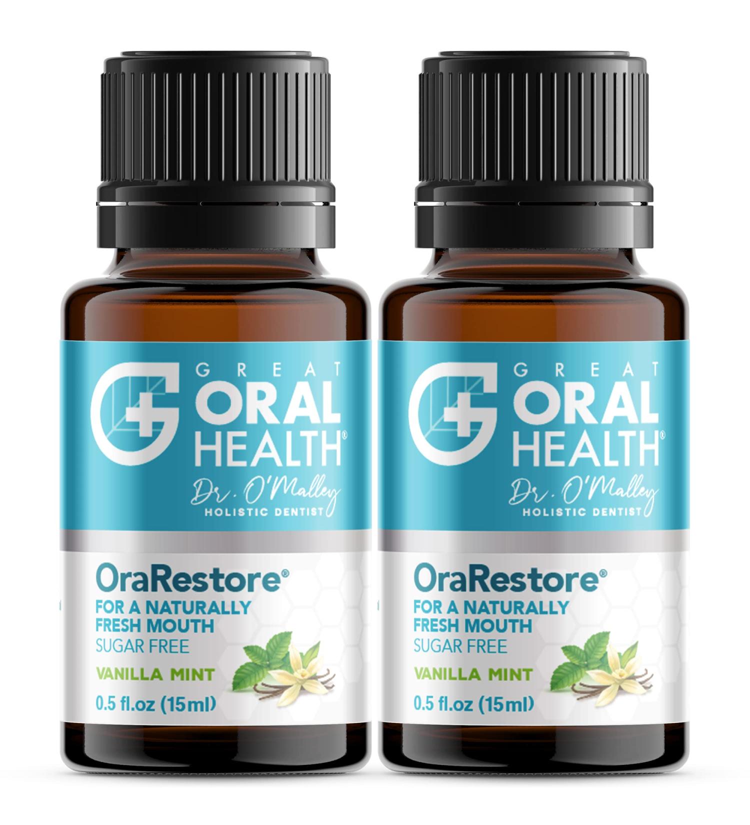 OraRestore Natural Bad Breath Treatment 2 Pack - Dentist Formulated Mouthwash & Toothpaste with Essential Oils for Healthy Gums & Teeth - 15ml Concentrated Tooth Oil - Includes eBooklet - 0.5 Fl Oz - Buy Online on GoSupps.com