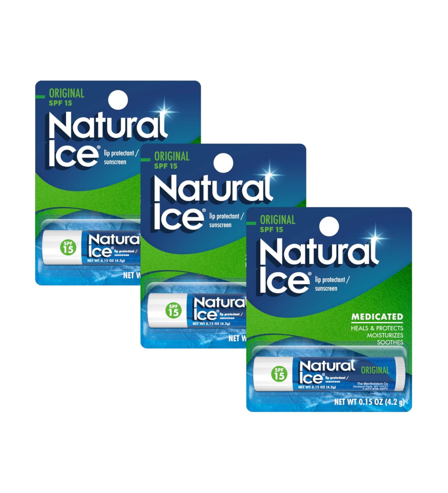 Mentholatum Natural Ice Lip Balm Original SPF 15 1 Each ( Pack of 3) - Buy Online on GoSupps.com