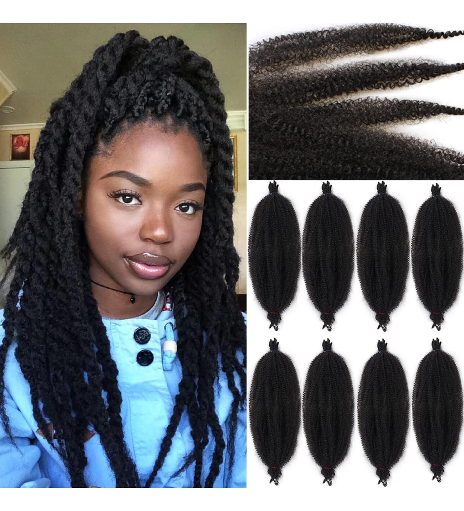 Leeven 20 Inch Springy Afro Kinky Hair Extensions for Braiding 8 Packs Pre Fluffed Popping Spring Twist for Crochet Locs Black Marley Braiding Hair Extensions /1B# 20 Inch (Pack of 8) 1B# - Buy Online on GoSupps.com