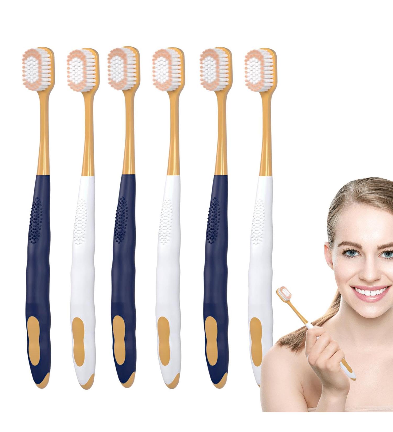 Extra Soft Toothbrushes for Adults - Six Pack | Gentle Soft Bristles for Sensitive Gums & Gum Loss Relief - Buy Online on GoSupps.com