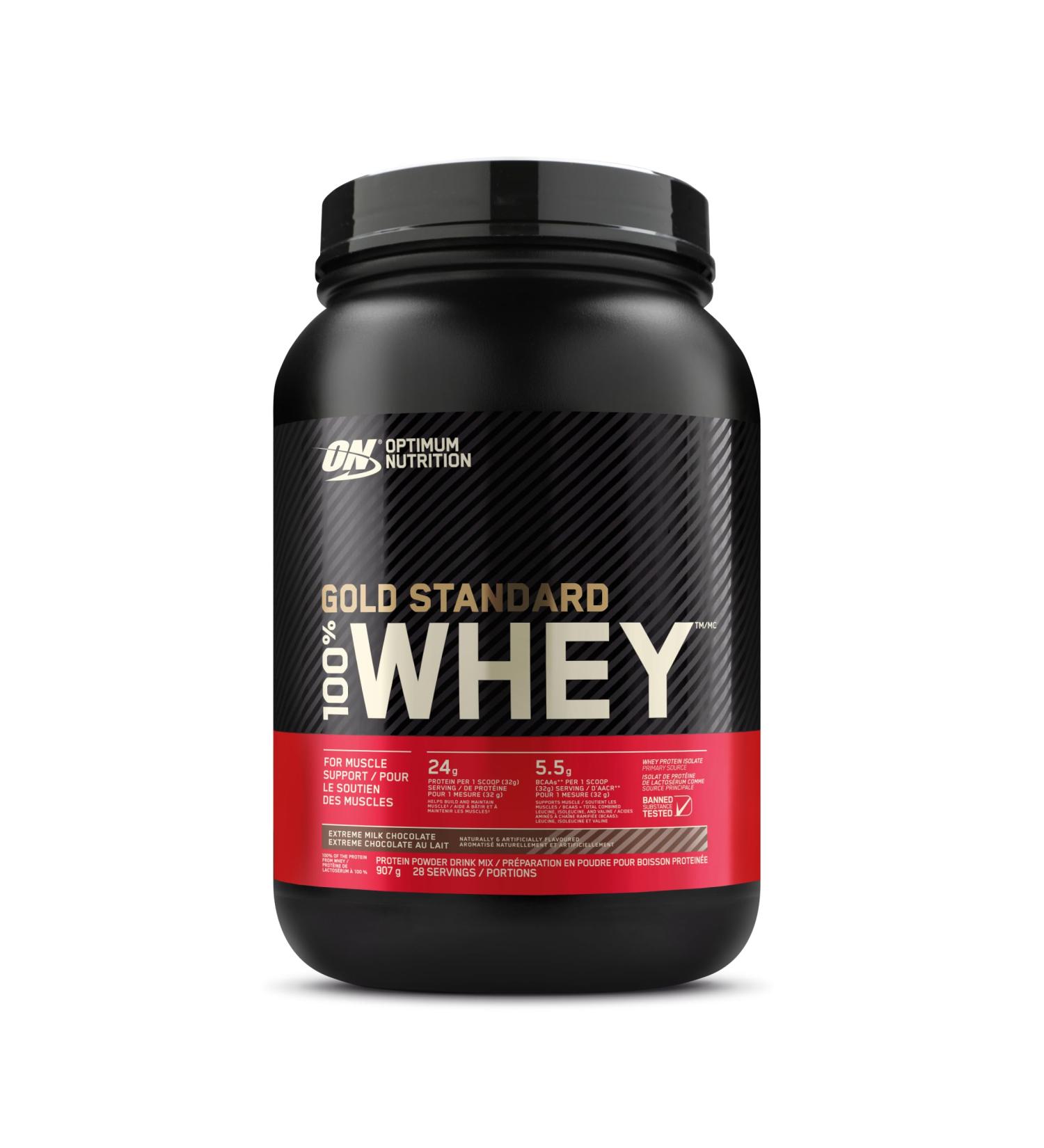 Optimum Nutrition Gold Standard 100% Whey Protein Powder 907g - Extreme Milk Chocolate - 28 servings (packaging may vary) Chocolate 907g - Buy Online on GoSupps.com