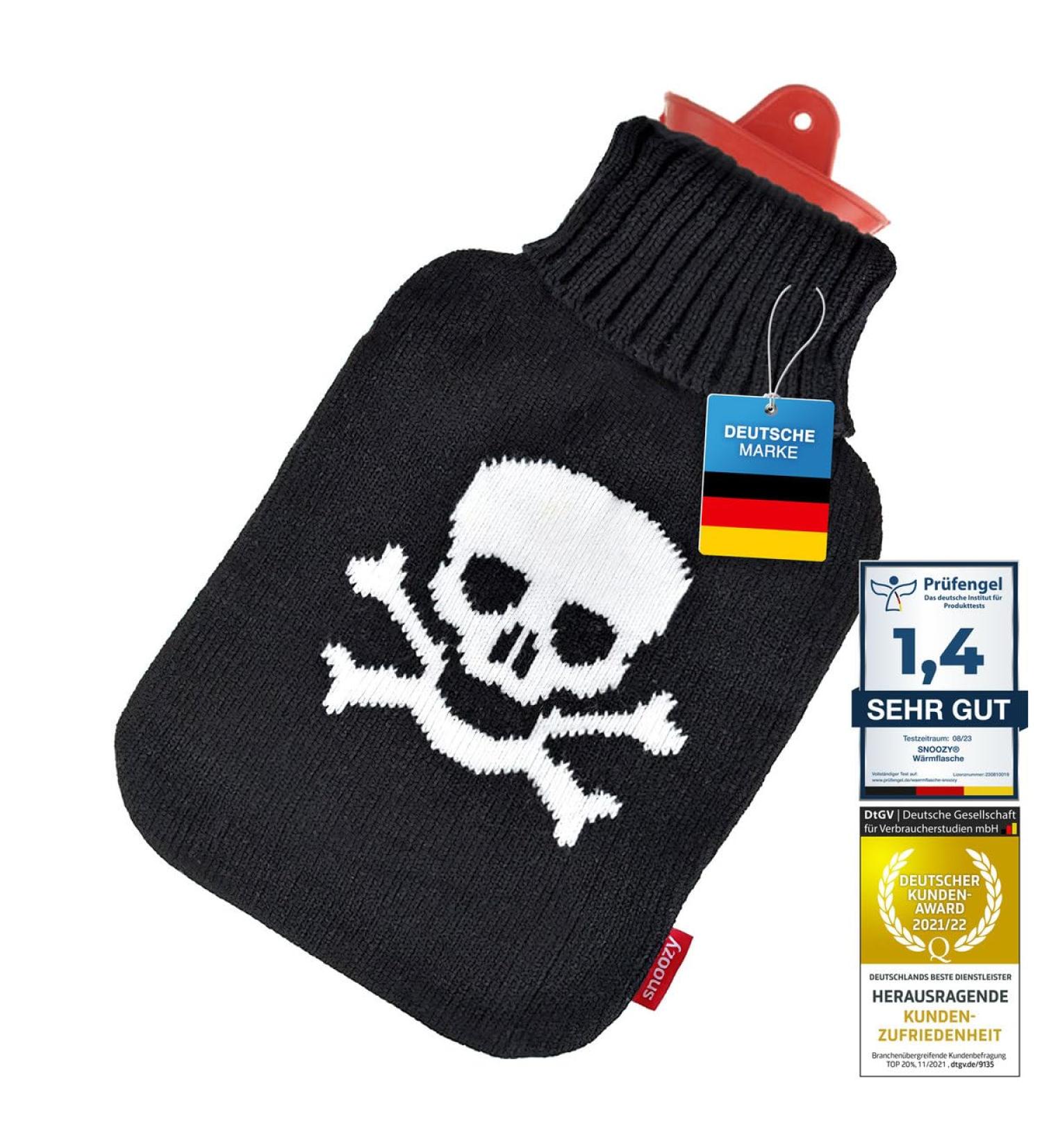 Snoozy XXL Hot Water Bottle with Soft Cuddly Cover - 2L Natural Rubber (Pirate) for Long-Lasting Warmth | International Shipping Available - Buy Online on GoSupps.com