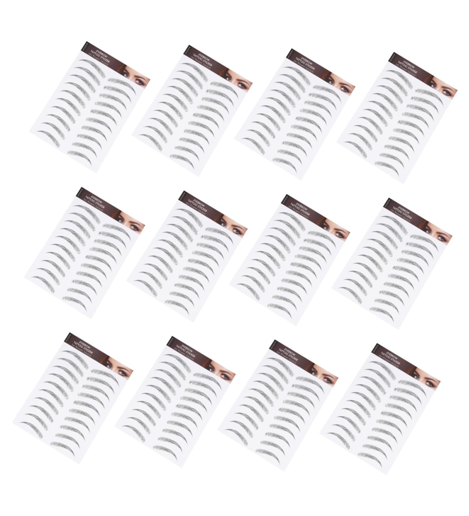 NOLITOY 12 Sheets Waterproof Eyebrow Stickers Black Stickers Hair-like False Eyebrows Cosmetics Artificial - Buy Online on GoSupps.com