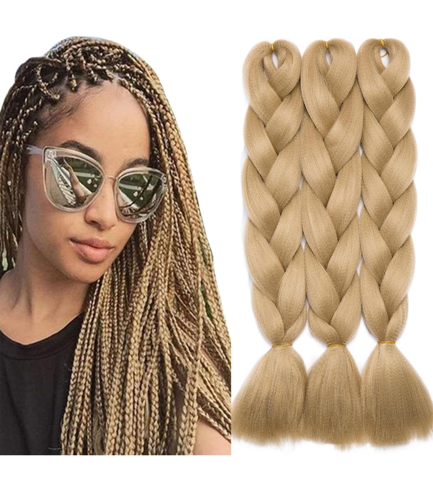 Tess Braids Extensions - 60 cm Jumbo Kanecalon Kunsthaar Hair Braids (Medium Blonde #24) for Box Braids - 100g/Bundle (1 Piece) - Buy Online on GoSupps.com