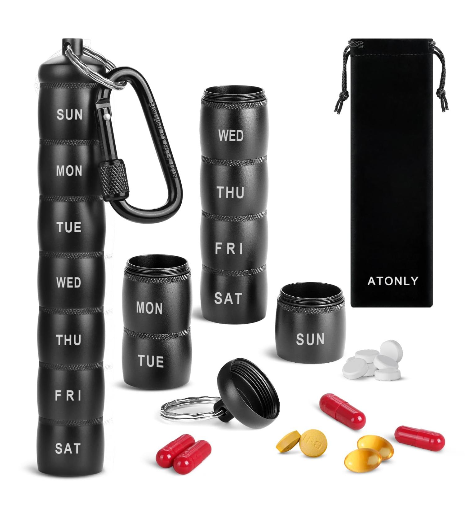 Outdoor Pill Box - Flexible Stackable Aluminum Travel Keychain for Vitamins Medicine & Supplements - Buy Online on GoSupps.com