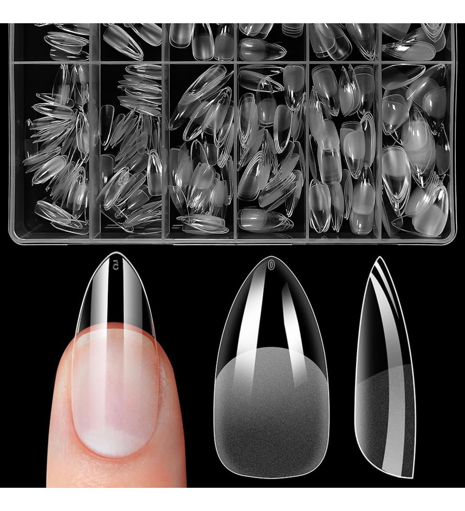 Zifuton Press on Nails Almond - 600 Soft Gel Tips for DIY Nail Art | Full Cover Transparent Fake Nails for Nail Studios - 10 Sizes Available - Buy Online on GoSupps.com