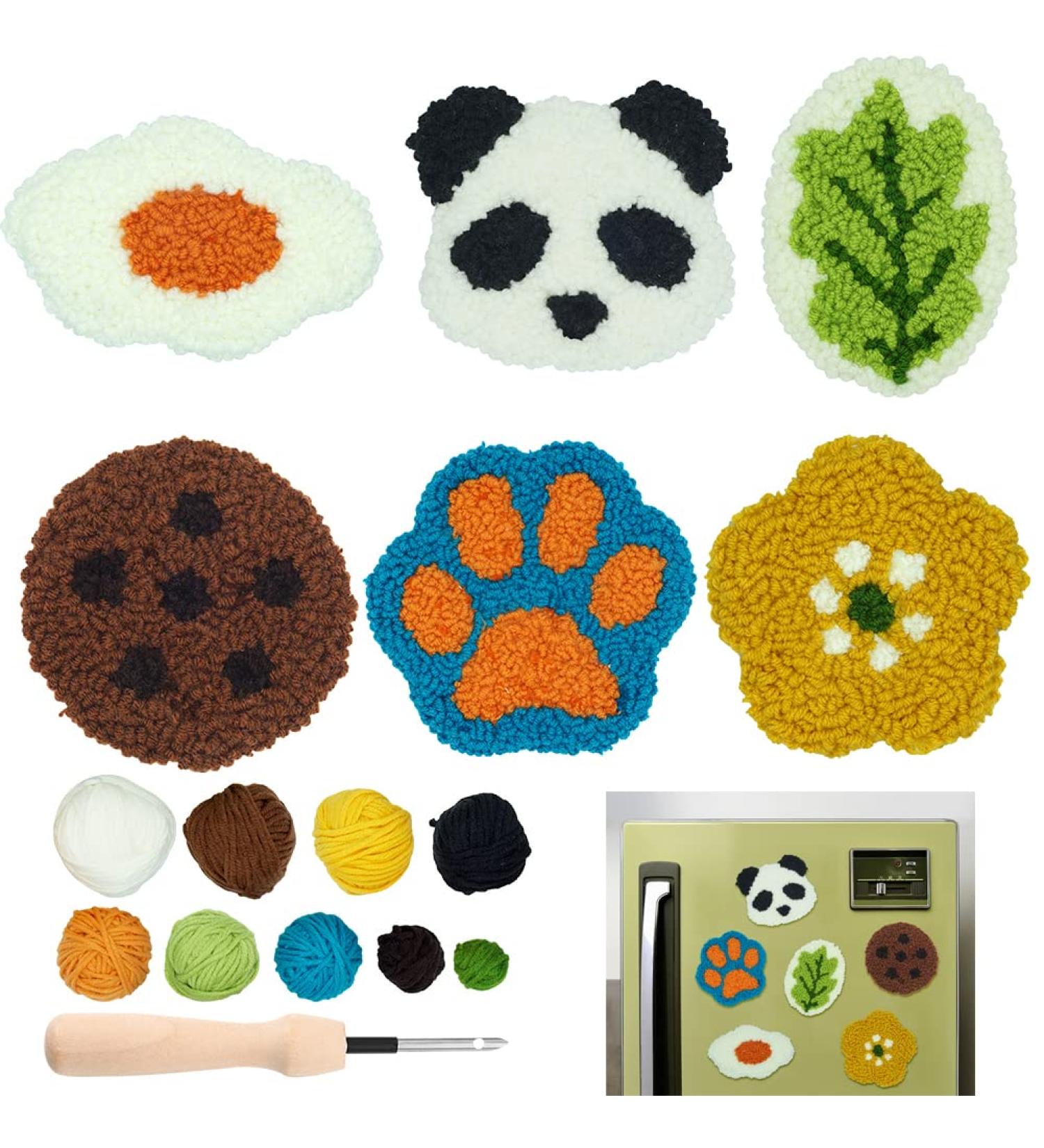 Mefatus Punch Needle Kit for Beginners - Embroidery Tool with Fabric, Hoop, Yarn, and Threader - 6 Pack for Rug Tufting, Coaster Art, and Crafts - Buy Online on GoSupps.com