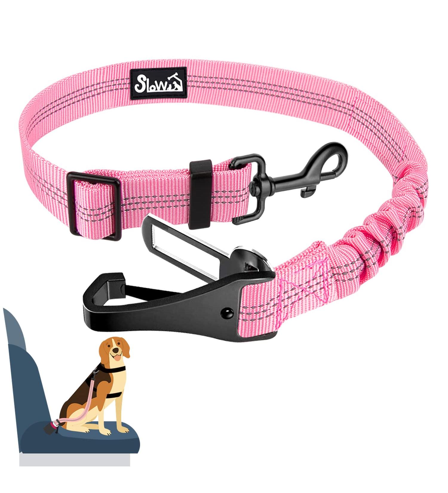 Eyin Dog Seat Belt - 3 in 1 Reflective Elastic Nylon - Universal Fit for All Dog Breeds - 90cm Pink | Safe & Comfortable Car Travel - Buy Online on GoSupps.com