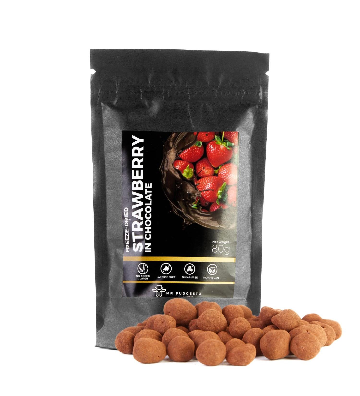 Premium Chocolate-Dipped Strawberries - Freezing-Dried Sugar-Free Healthy Snack - MR FURGESTO 80g - Buy Online on GoSupps.com