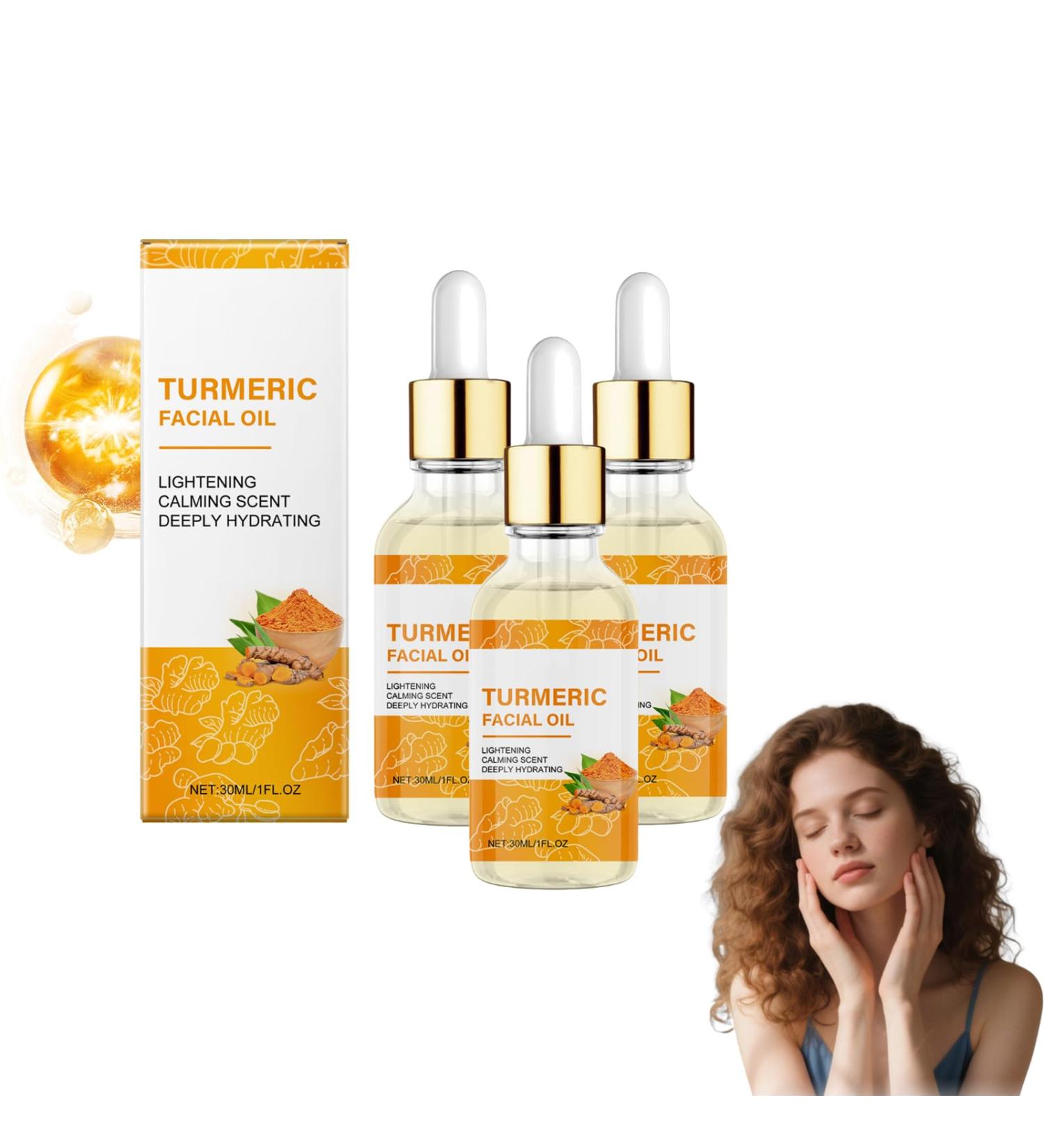 VKaoess Vitamin C & Turmeric Brightening Face Serum Dark Spot Appearance Supporting Serum for Face and Body Moisturizing Glow Oil with Plant Squalane Improves Dull Skin 30 ml 3 Bottles - Buy Online on GoSupps.com