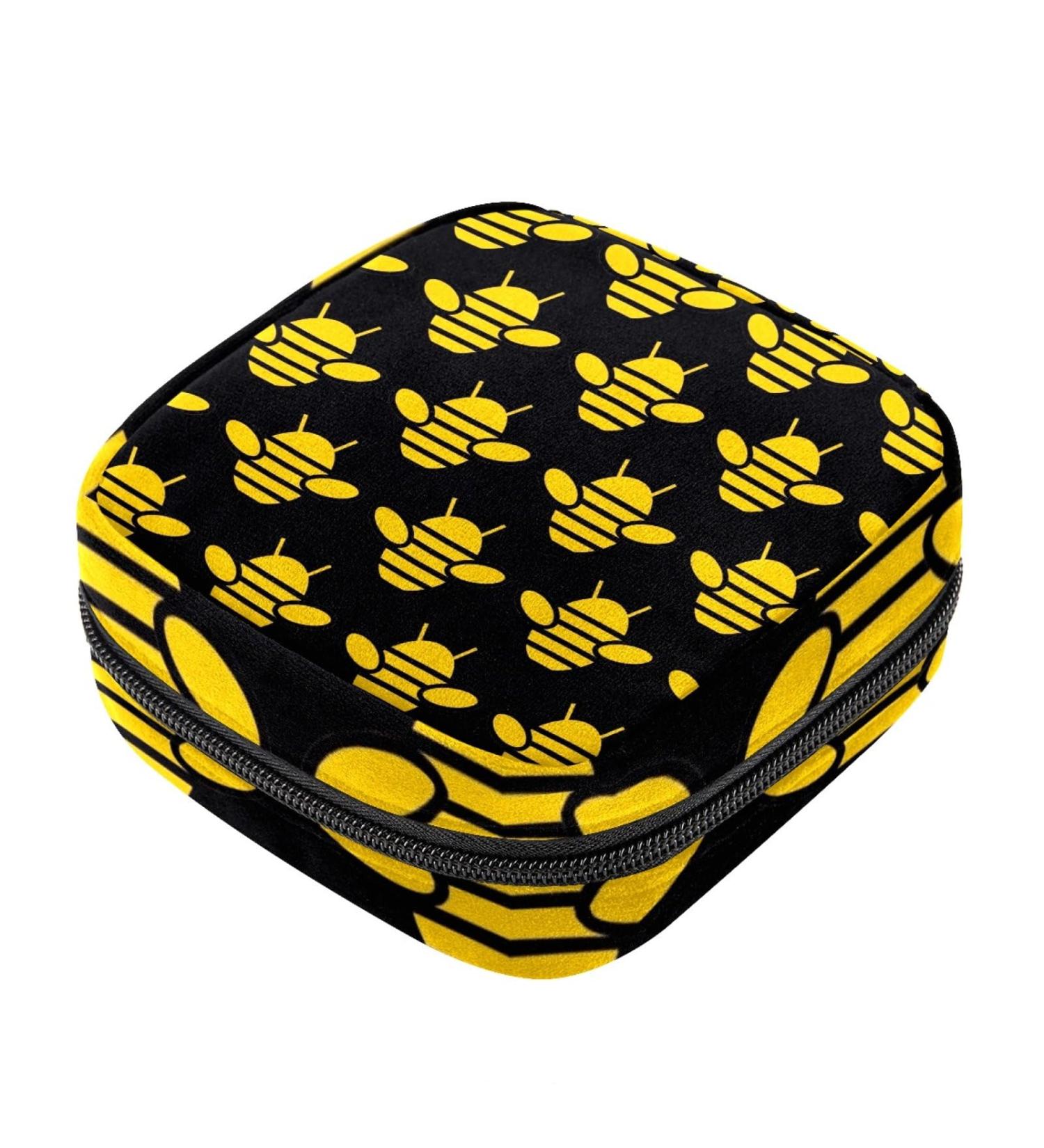 Bee Print Sanitary Napkin Storage Bag - Large Capacity Menstrual Cup Pouch & Travel Organizer - Color 7 - Buy Online on GoSupps.com