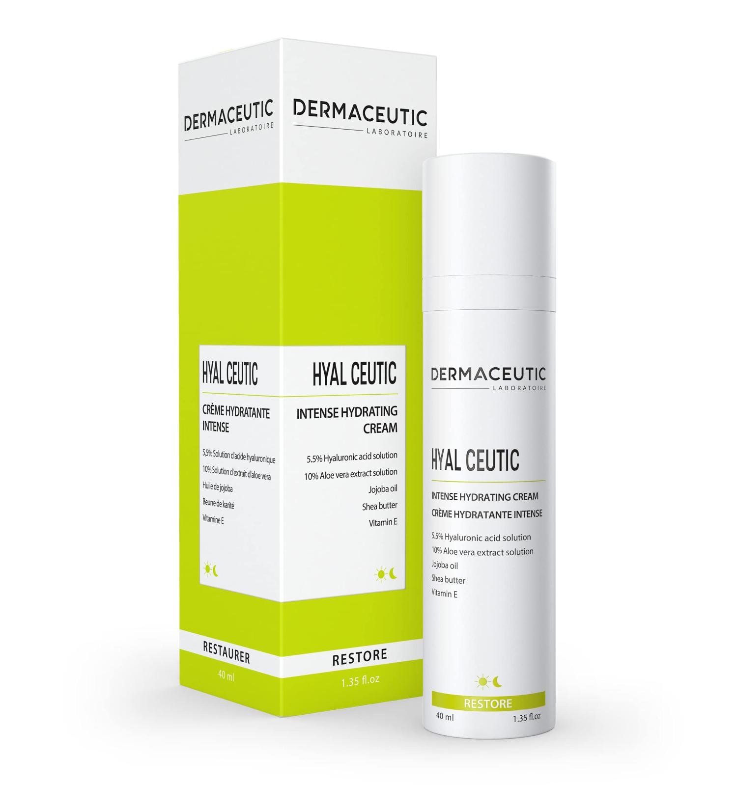 Dermaceutic Hyal Ceutic - Intense 24hr moisturizing cream with Hyaluronic acid Aloe Vera Vitamin E and Jojoba oil - 40ml - Buy Online on GoSupps.com