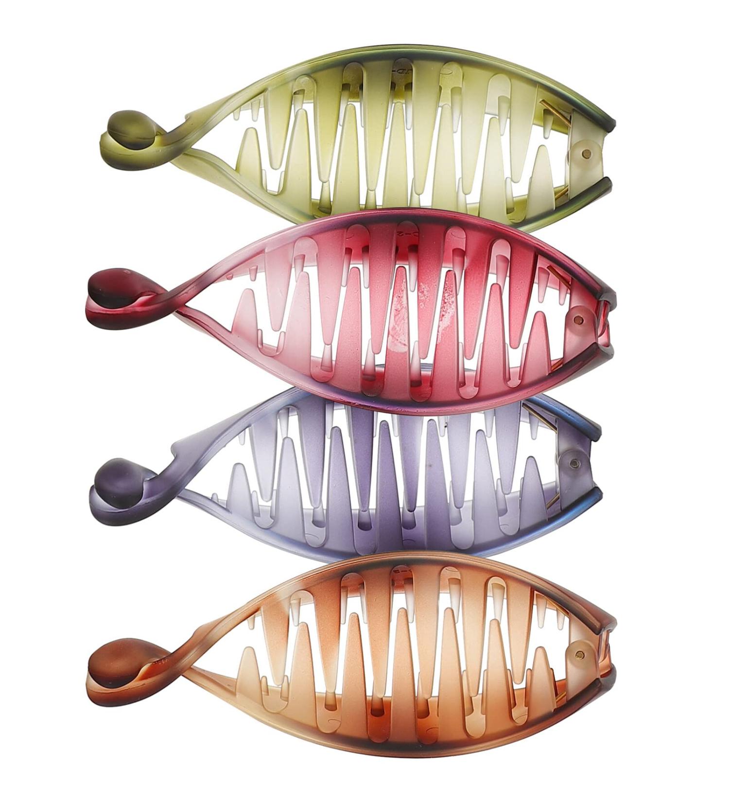 Uonlytech French Clips for Hair - 4pcs Acrylic Fish Shape Banana Hair Clip Set for Women and Girls - Buy Online on GoSupps.com