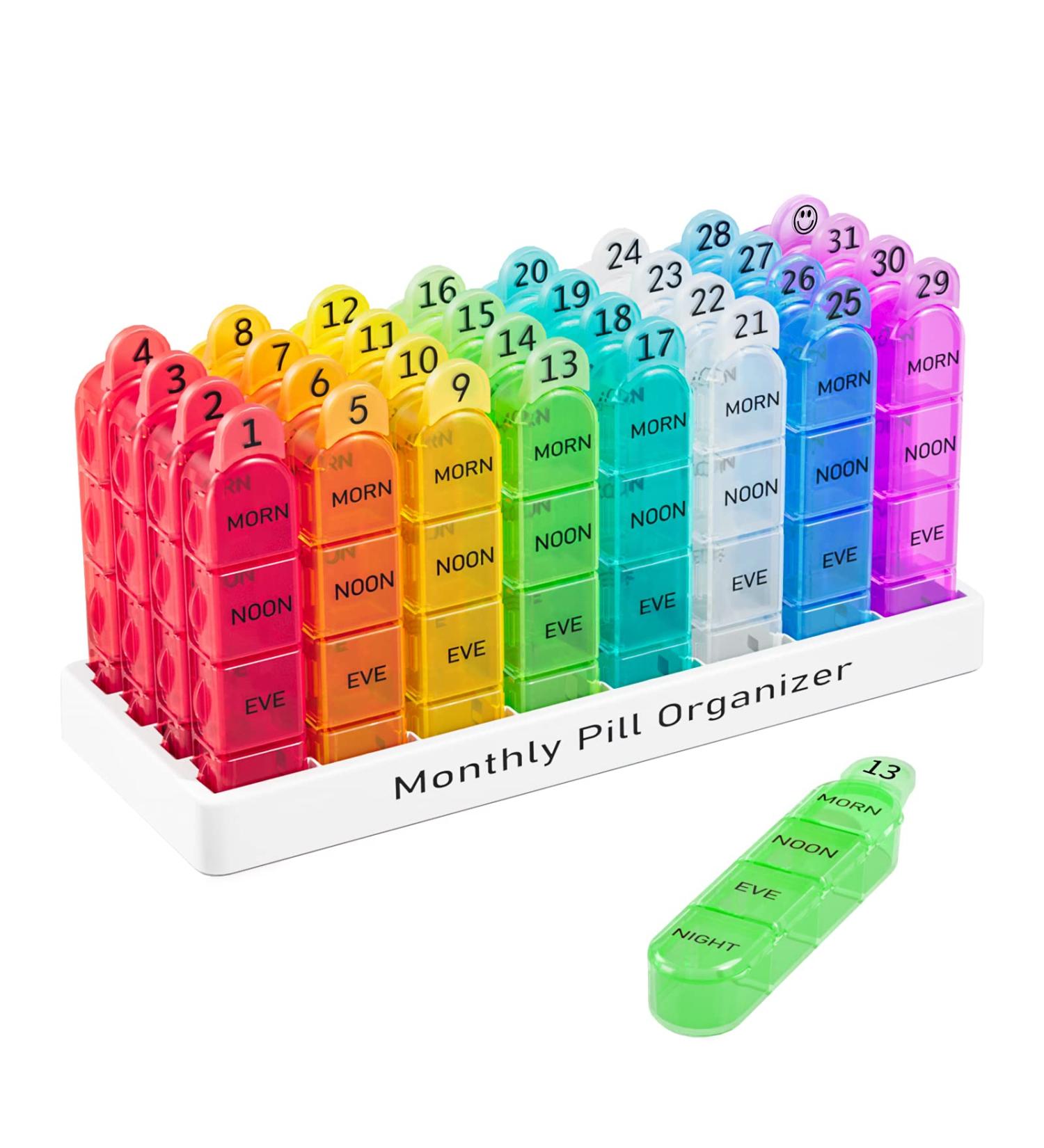Daviky 4-Times-a-Day Monthly Pill Organizer | 30 Day Pill Box for Daily Medication | One Month Pill Case and Container - Buy Online on GoSupps.com