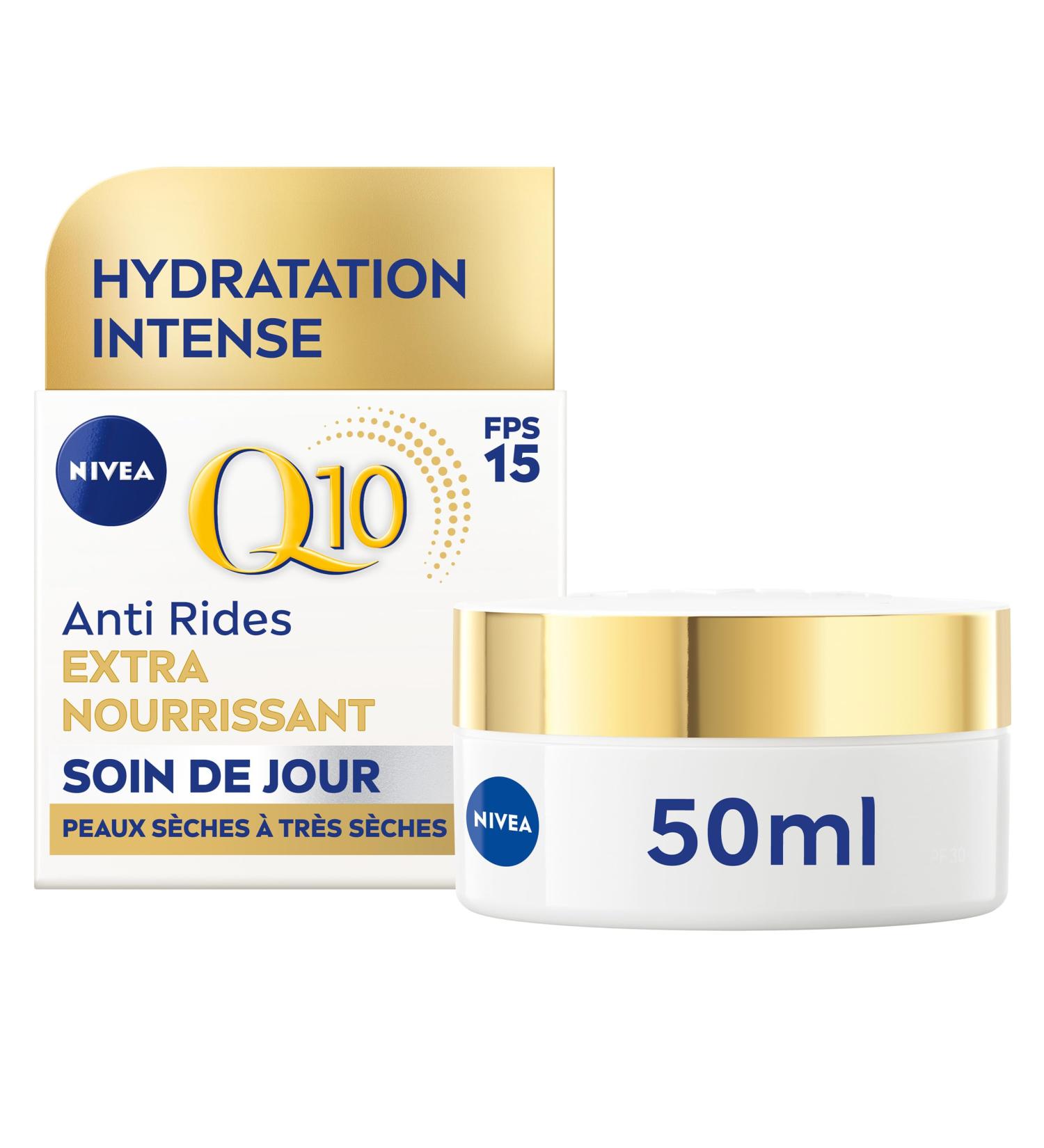 NIVEA Q10 Power Day Cream Extra nourishing Antiwrinkle Cream SPF 15 Bio argan oil Facial Cream Dry to Very Dry Skin 50 ml Day Care