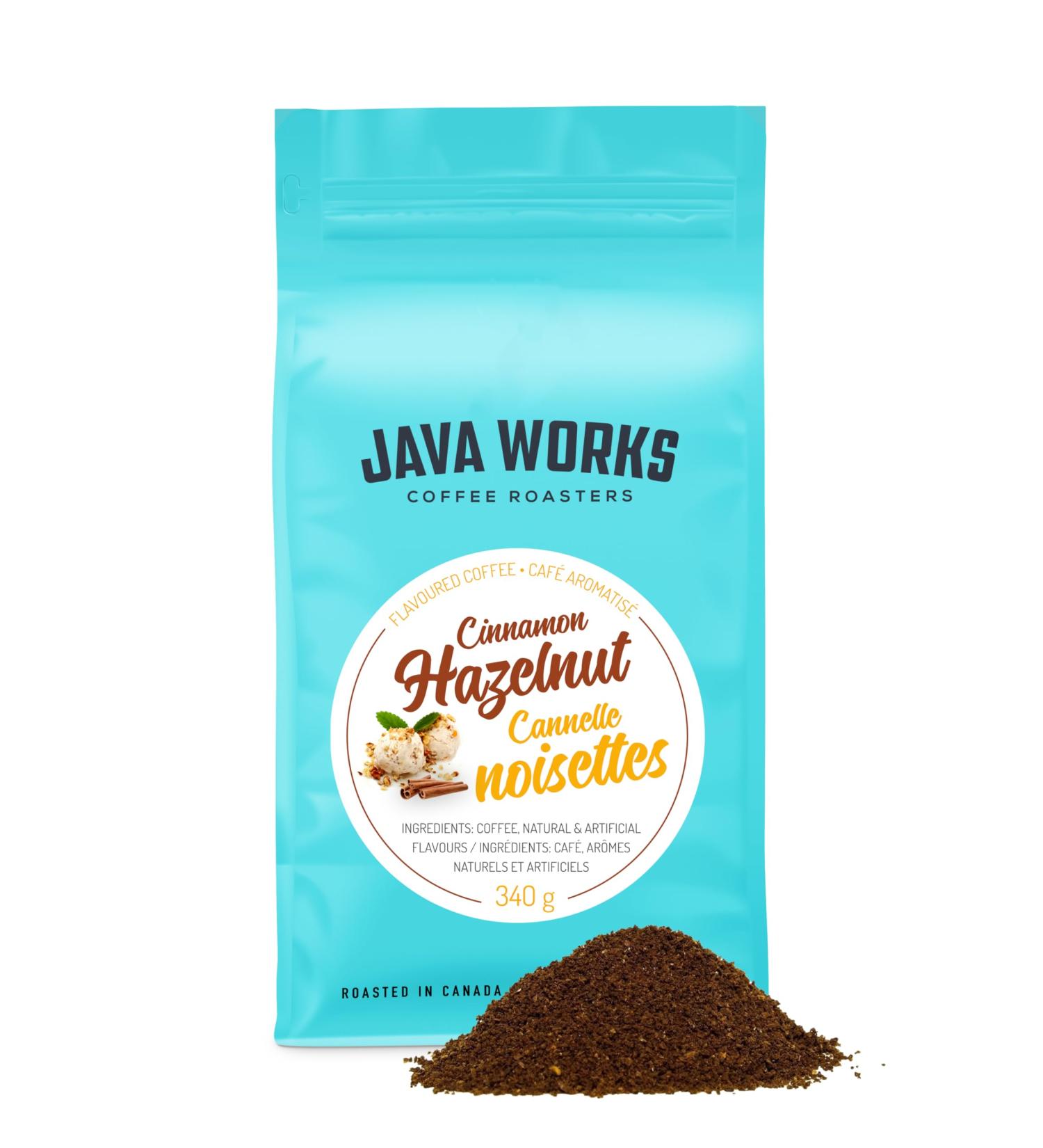 Java Works Coffee Cinnamon Hazelnut Flavoured Coffee *Ground* 340 Grams - Buy Online on GoSupps.com