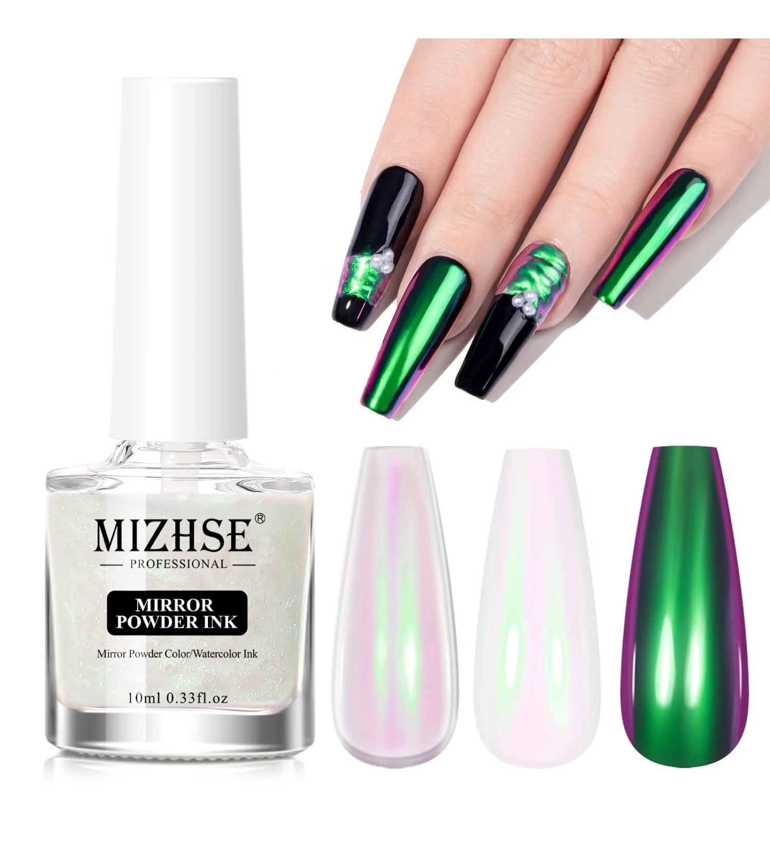 MIZHSE Chrome Magic Mirror Nail Gel 10ML - Liquid Powder for Nails, Mermaid Glitter & Iridescent Effect Metallic Chameleon Nail Polish MJY002 - Buy Online on GoSupps.com