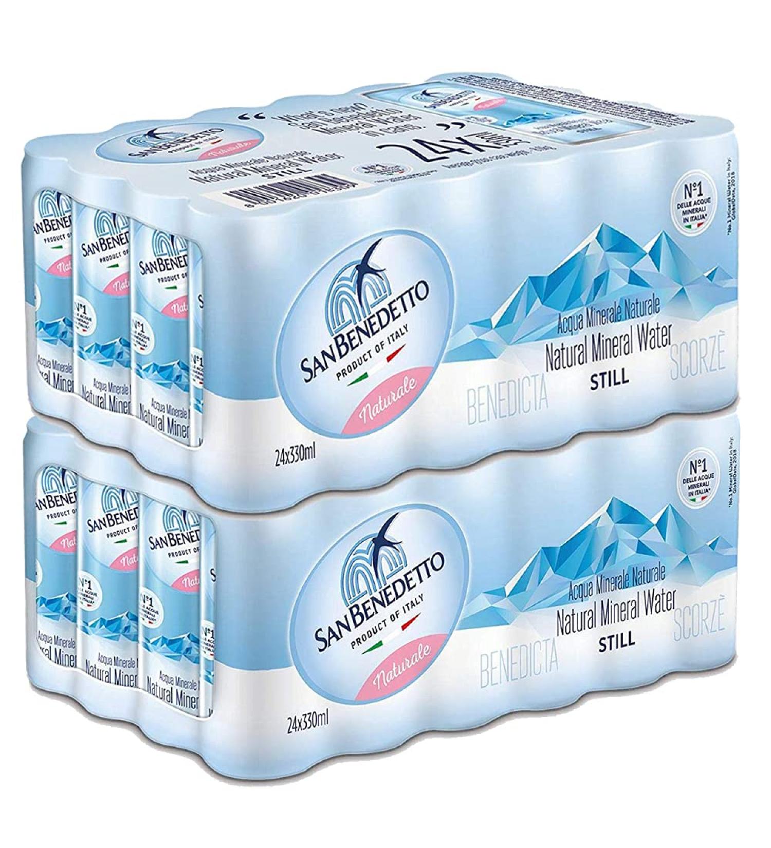 Natural water San Benedetto can | 48 milk 33 cl | Plastic free | Maxi format | Product with reduced environmental impact