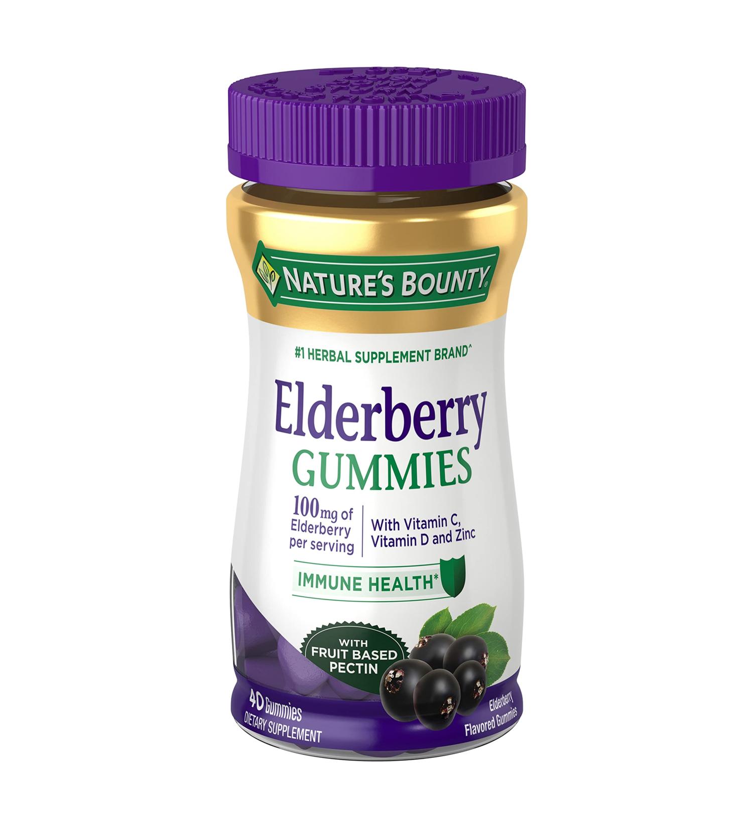 Nature's Bounty Elderberry Gummies for Immune Support with Vitamin A, C, D, E and Zinc - 40 Gummies - Buy Online on GoSupps.com