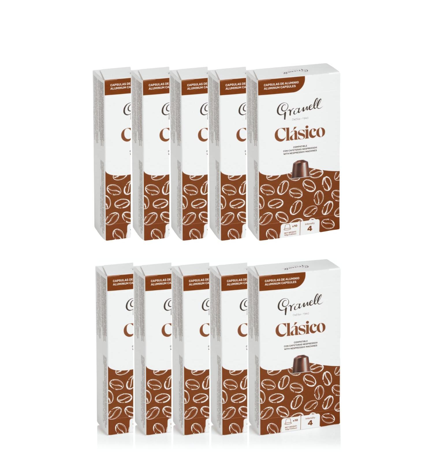 Granell Caf s 1940 - Daily Blends - Classic Espresso | Nespresso Compatible Aluminum Capsules 100% Robusta Coffee - 100 Aluminum Coffee Capsules - Buy Online on GoSupps.com