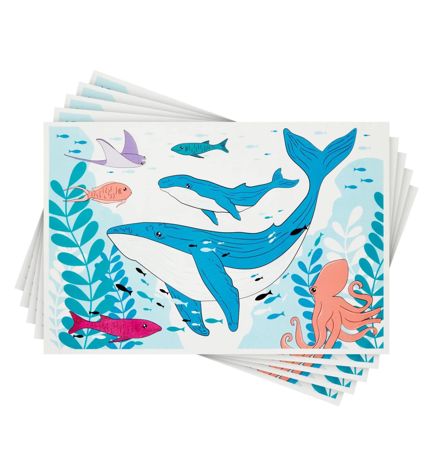 Under the Sea Stick-On Disposable Baby Placemats - 50 Pack (12 x 18 in) | Kids Fun & Hygienic Dining Solution - Buy Online on GoSupps.com