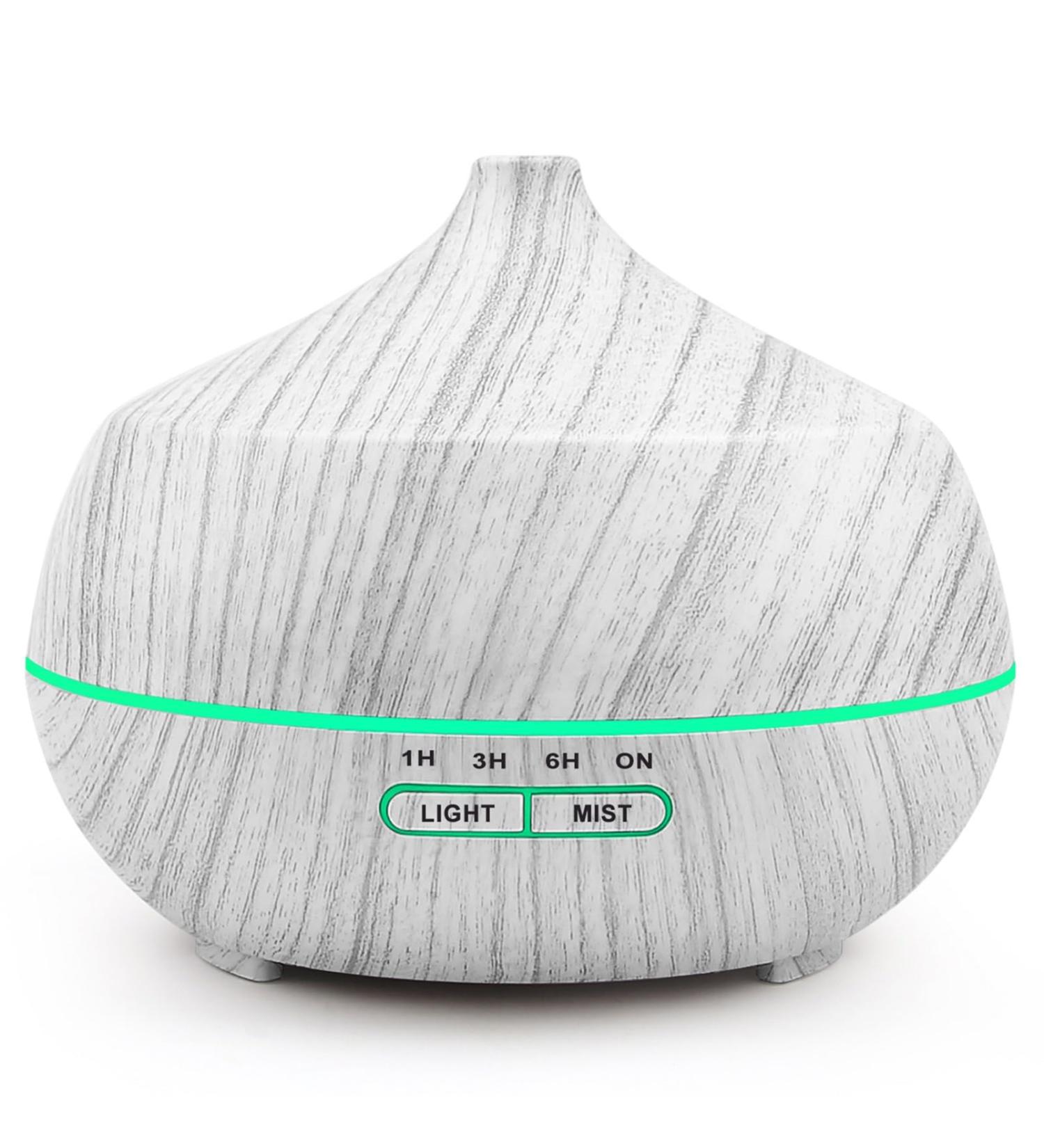 400ml Aroma Diffuser for Essential Oils | Ultrasonic Humidifier with 7 Color LED - Wood Grain White - Buy Online on GoSupps.com