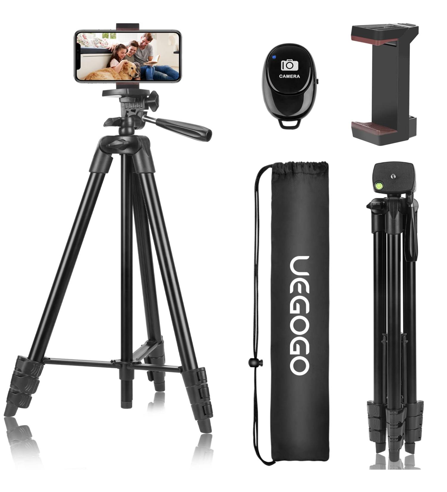 UEGOGO Phone Tripod with Remote Shutter | Universal Clip for iPhone/Android/Sport Camera | Ideal for Video Recording/Selfies/Live Stream/Vlogging - Buy Online on GoSupps.com