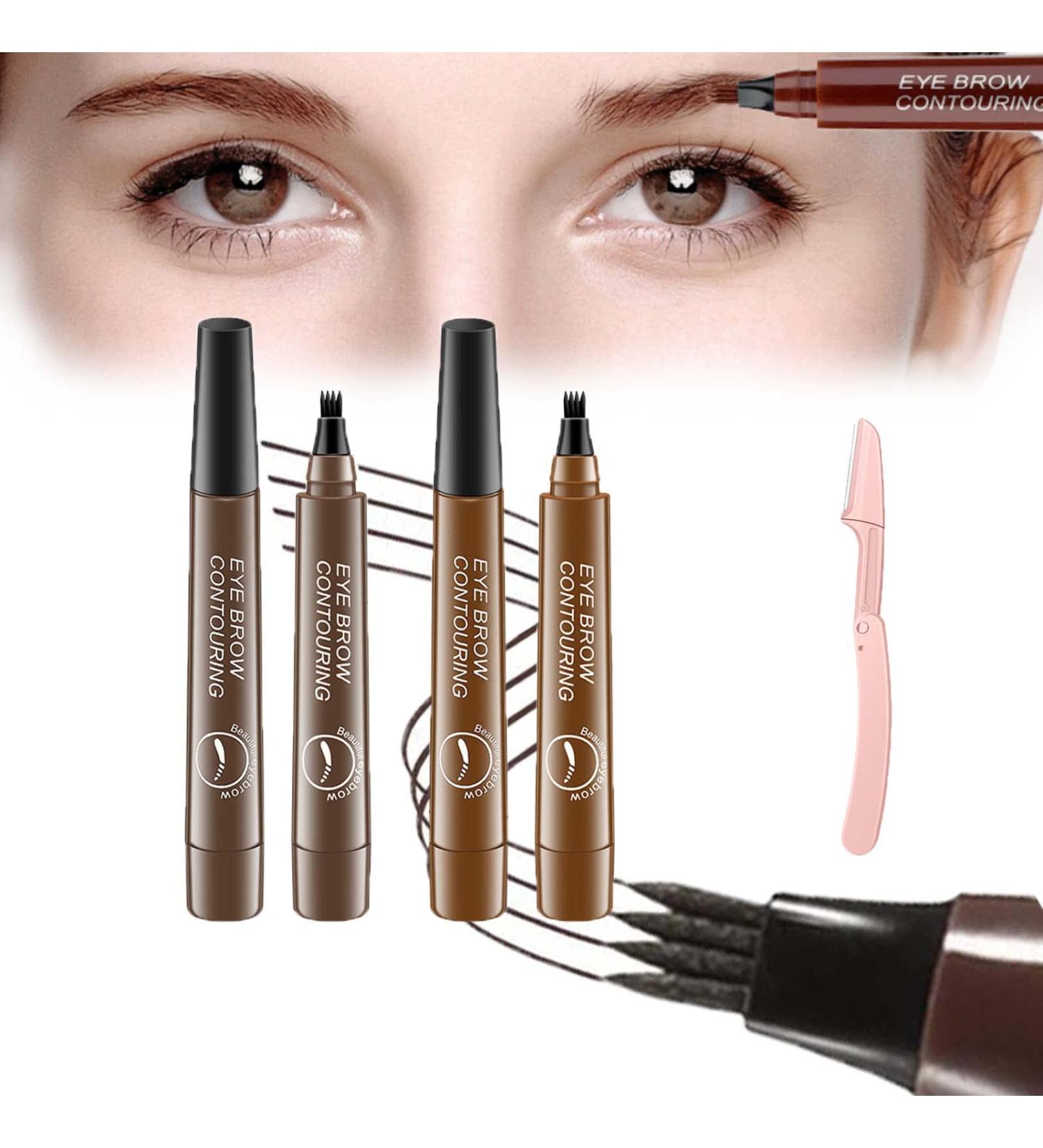 Palashop 4 Tipped Precise Brow Pen Lumierez 4 Tipped Precise Brow Pen 4 Point Eyebrow Pencil 4 Tipped Precise Brow Pen Waterproof Smudge-Proof Creates Natural Looking (Light Brown+Dark Brown) - Buy Online on GoSupps.com