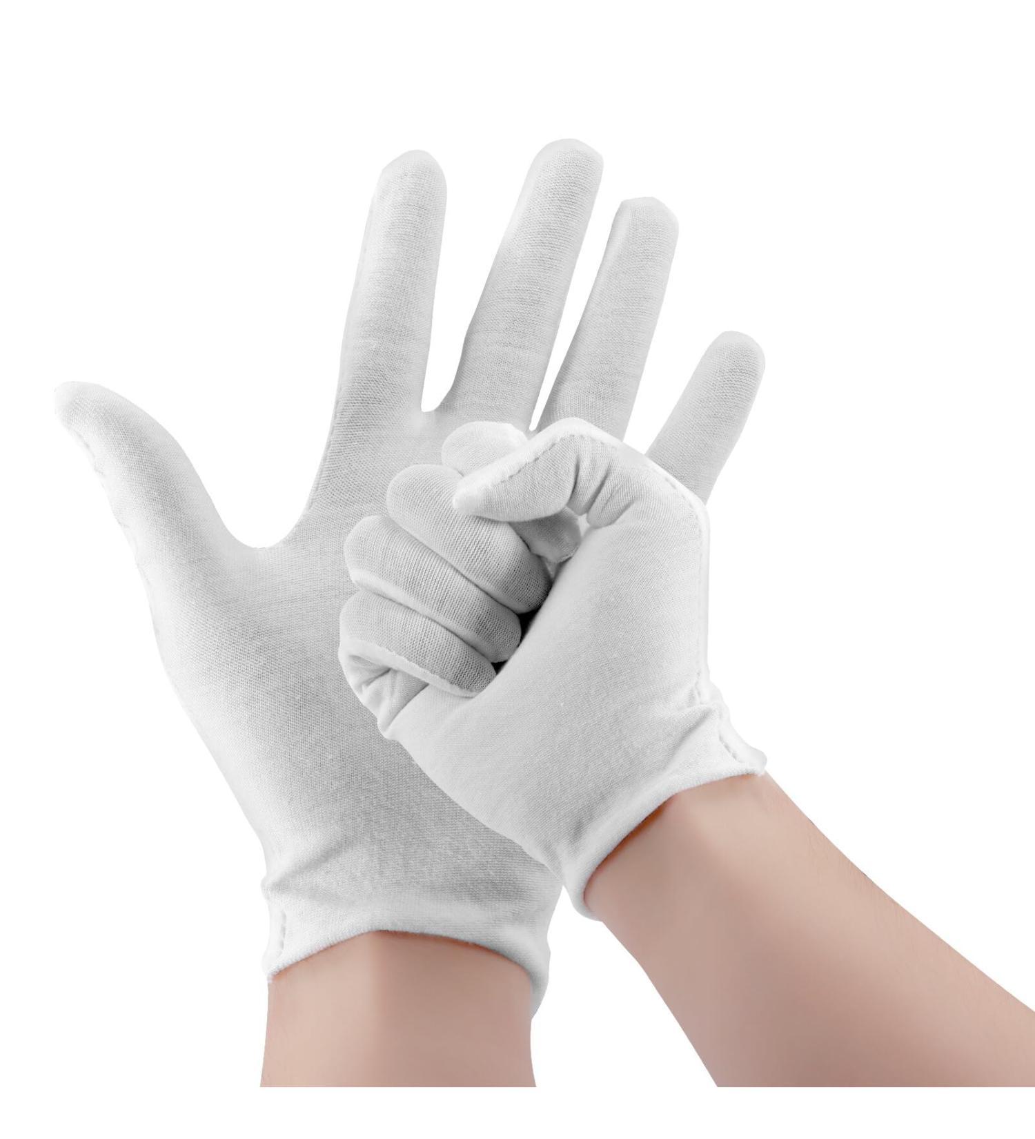 12 Pairs White Cotton Gloves White Gloves 100% Cotton for Kids and Adults Skin Care Eczema & Dry Hands - Buy Online on GoSupps.com